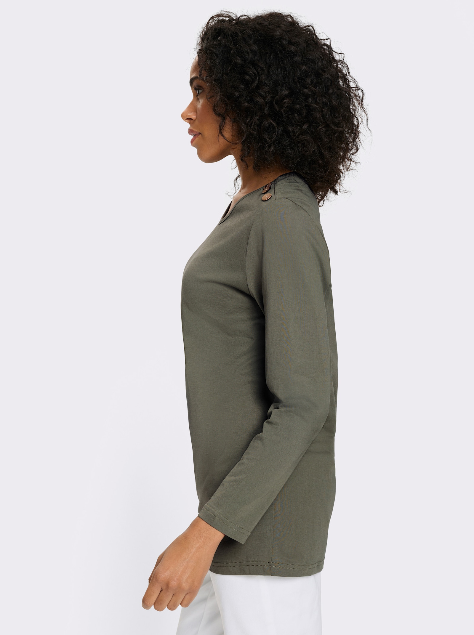 Longshirt mit Zierknöpfen - khaki