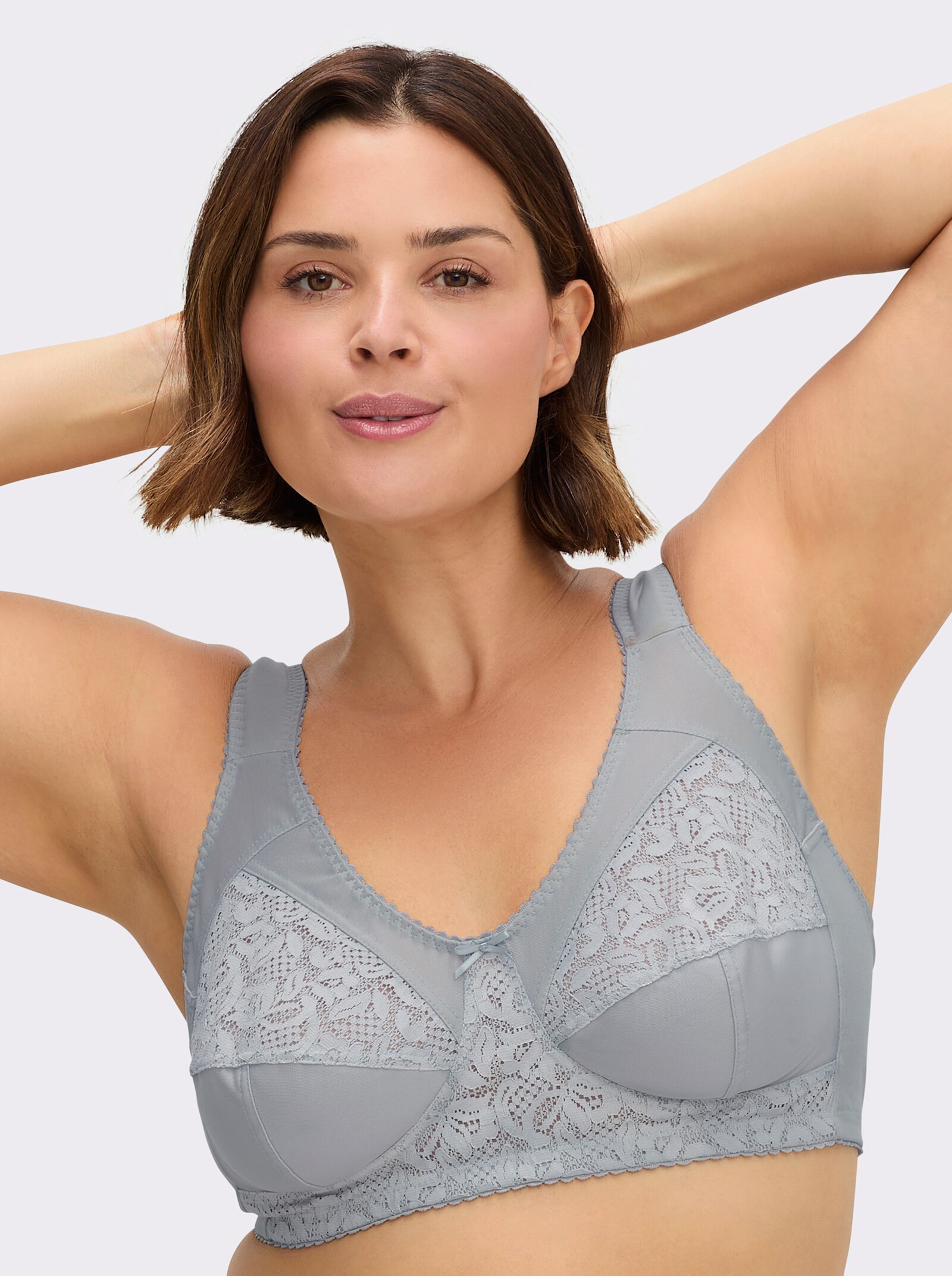 wäschepur Entlastungs-BH ohne Bügel mit Stretch-Spitze - silberfarben