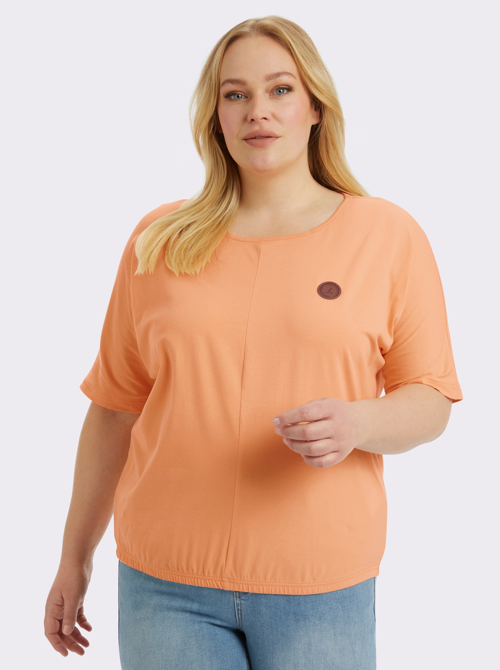 Kurzarmshirt mit Fledermausärmeln - apricot