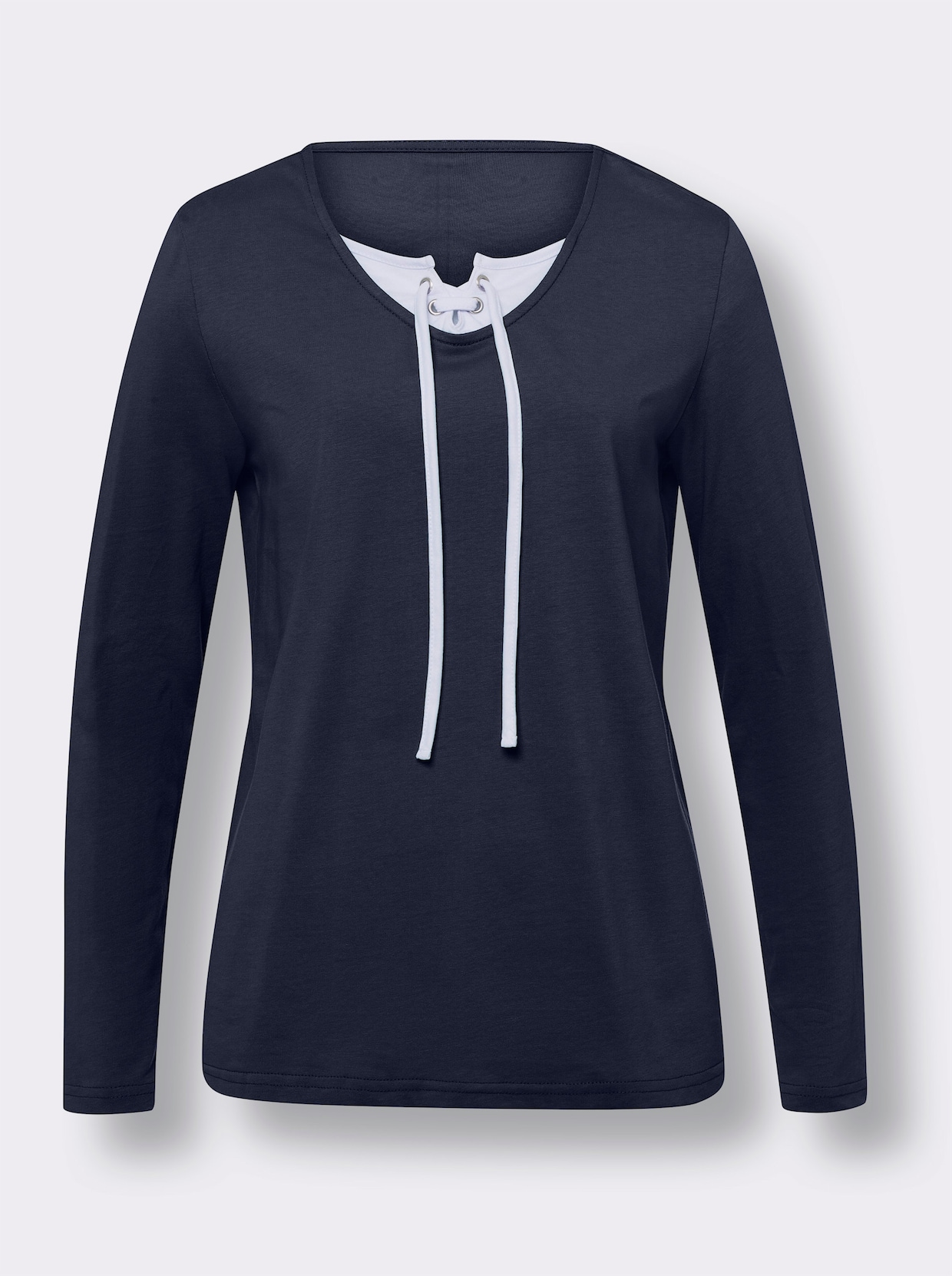 2-in-1-shirt - marine/wit