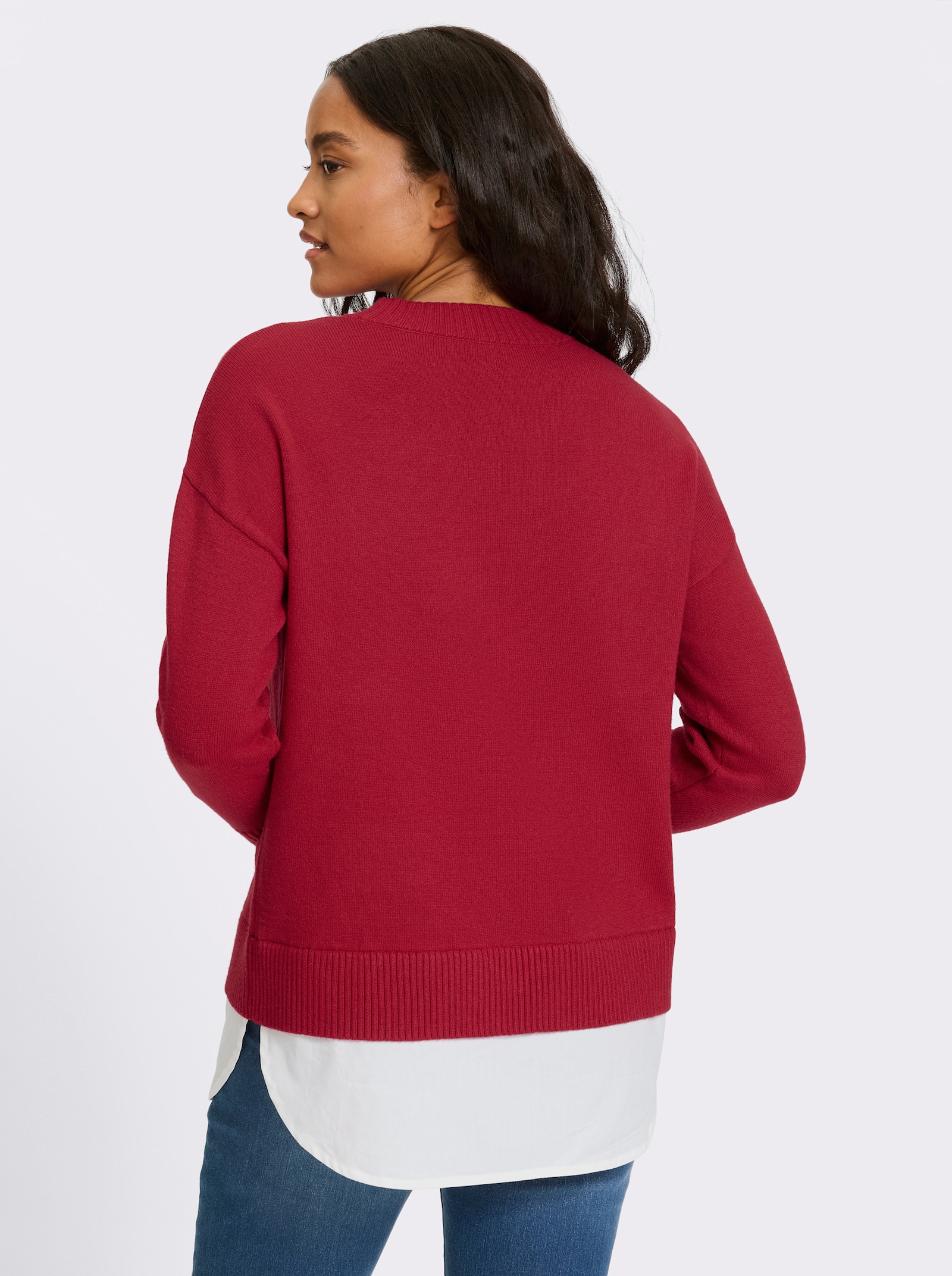 heine 2-in-1-Pullover mit Bluseneinsatz - rot