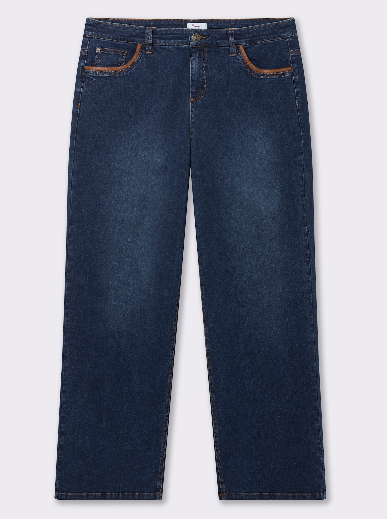 sheego Jeans met wijde pijpen en paspels - blue-stonewashed
