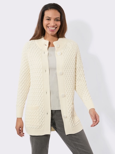 Longstrickjacke mit Taschen - champagner