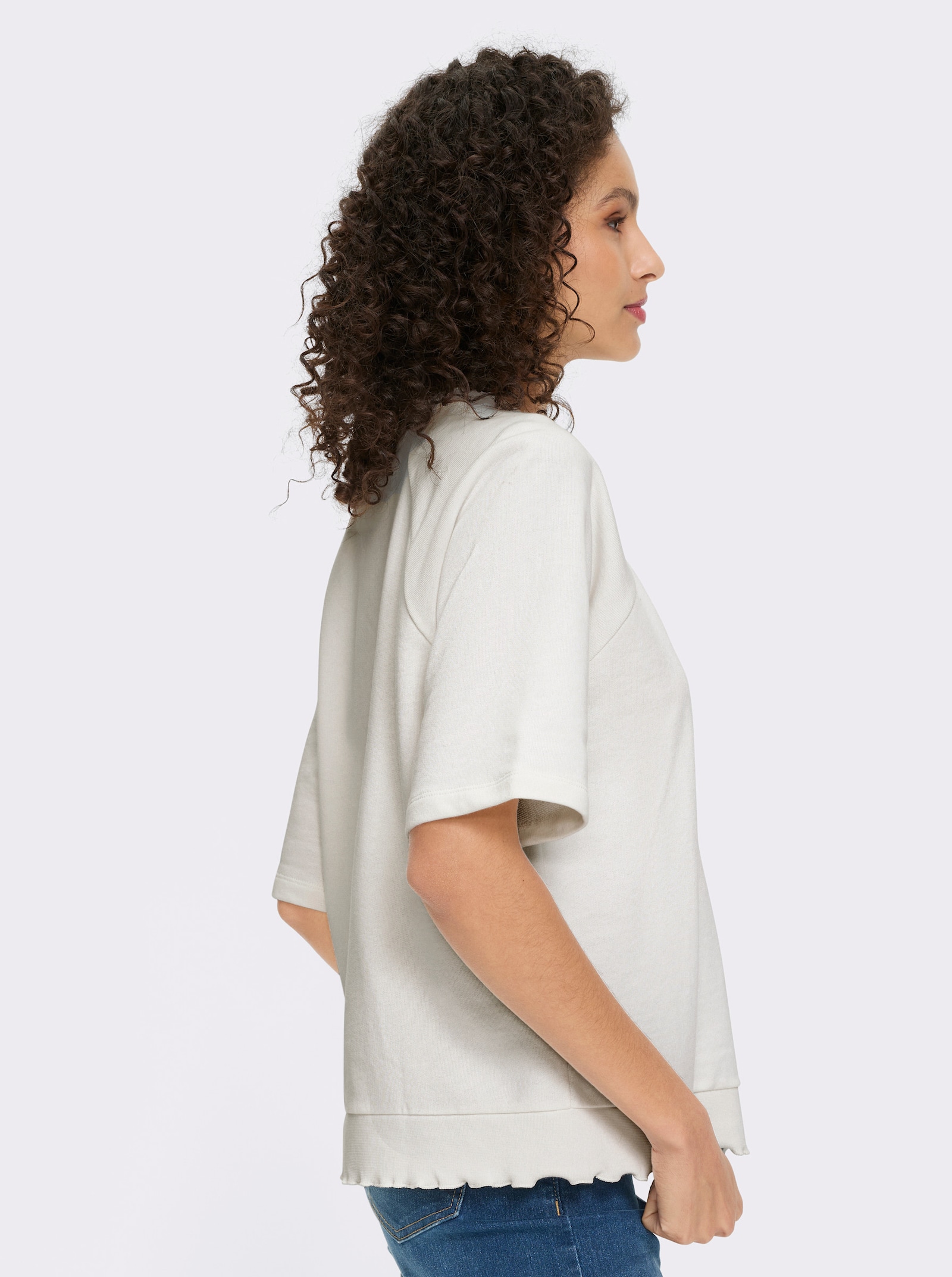 heine Sweatshirt mit Rüschensaum - ecru