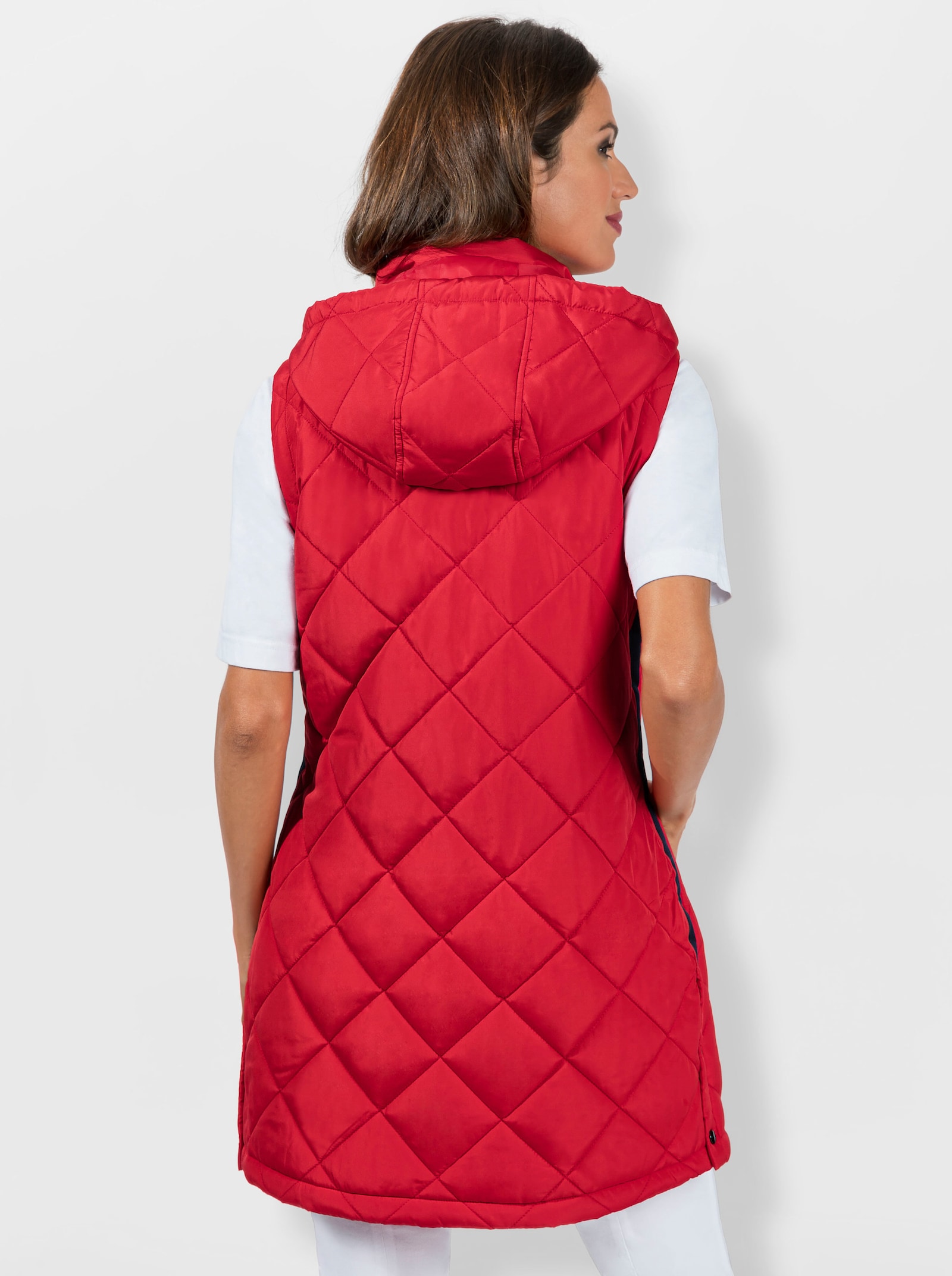 Longweste mit Rautensteppung - erdbeere