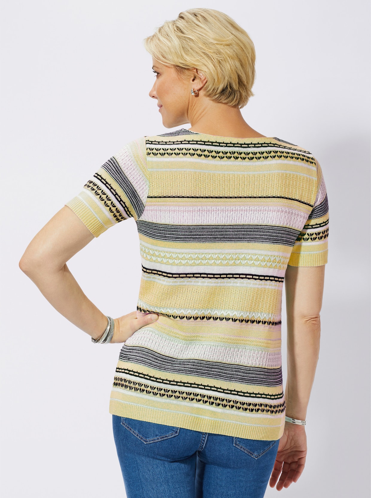 Pullover met korte mouwen - vanille gedessineerd