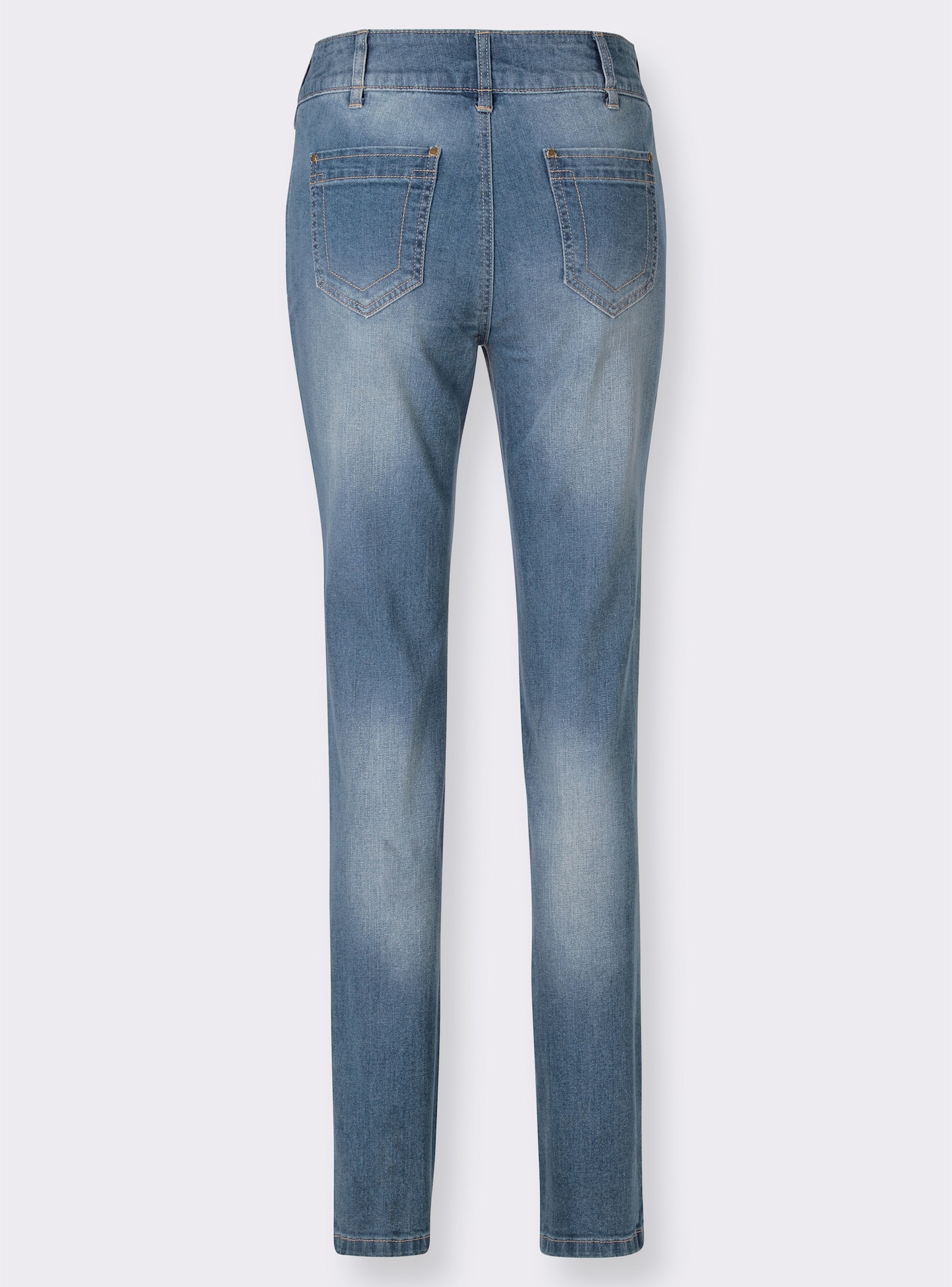 Jeans mit Nieten an den Taschen - blue-stone-washed