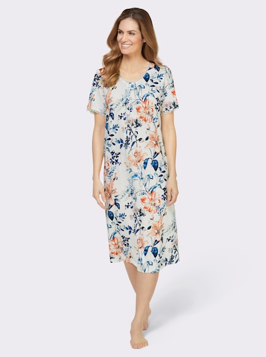 wäschepur Nachthemd im floralen Dessin - weiß-apricot-bedruckt