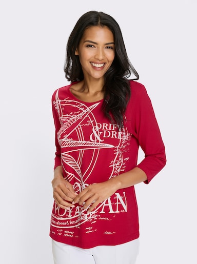3/4-Arm-Shirt - rot-weiß