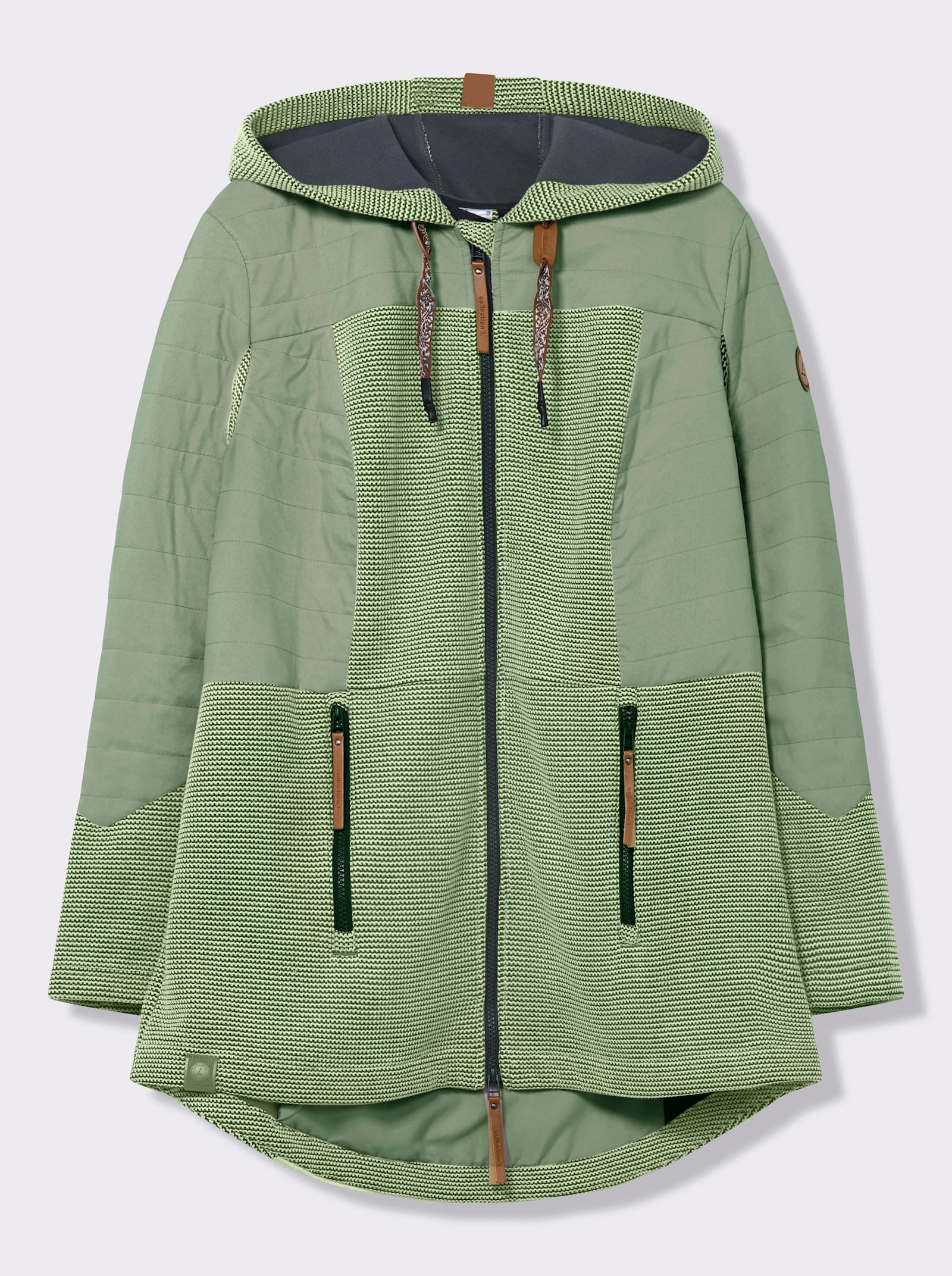 Übergangsjacke im Mix aus Fleece und Stepp - eucalyptus