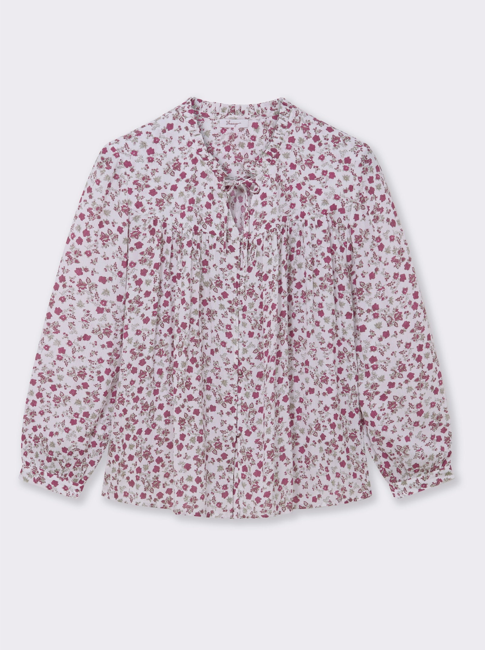 sheego Crêpeblouse met bloemetjesprint - ecru/heide geprint