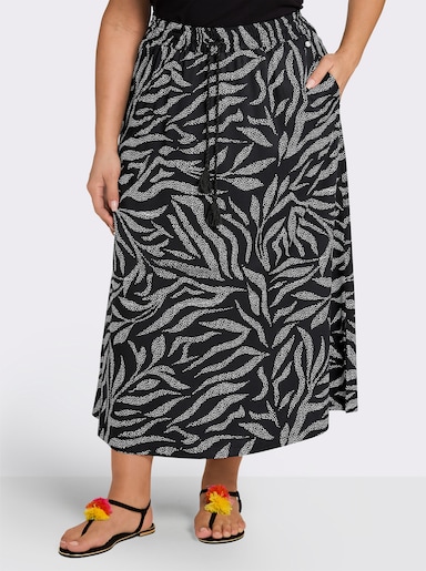 sheego Sommerrock mit Alloverprint - schwarz-ecru-bedruckt