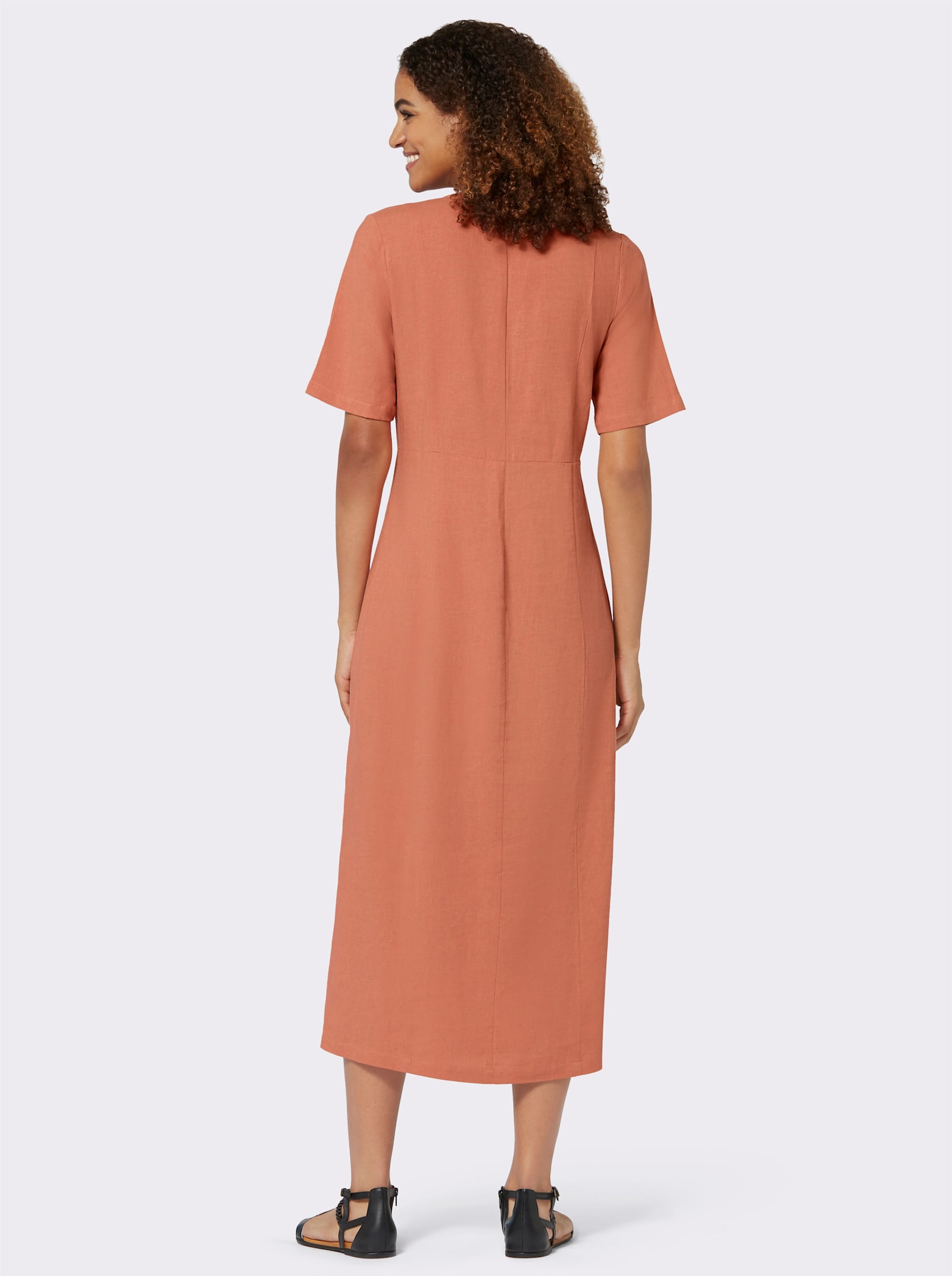 Zomerjurk Knopen in hoornlook - papaya