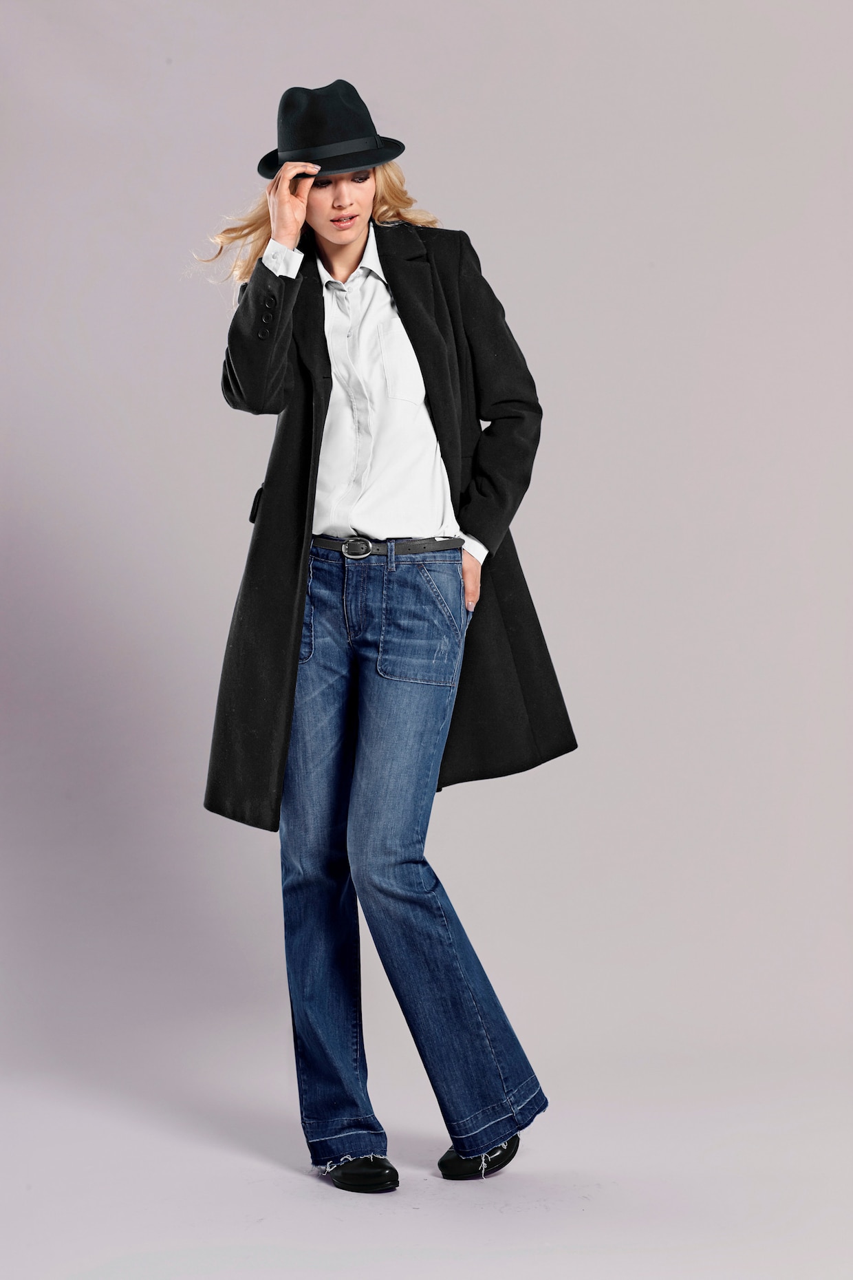 heine Korte mantel met schoudervulling - zwart