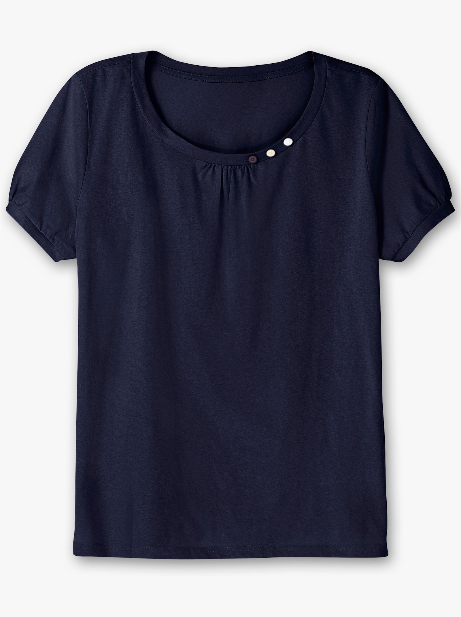 Longshirt mit gerafftem Ausschnitt - marine