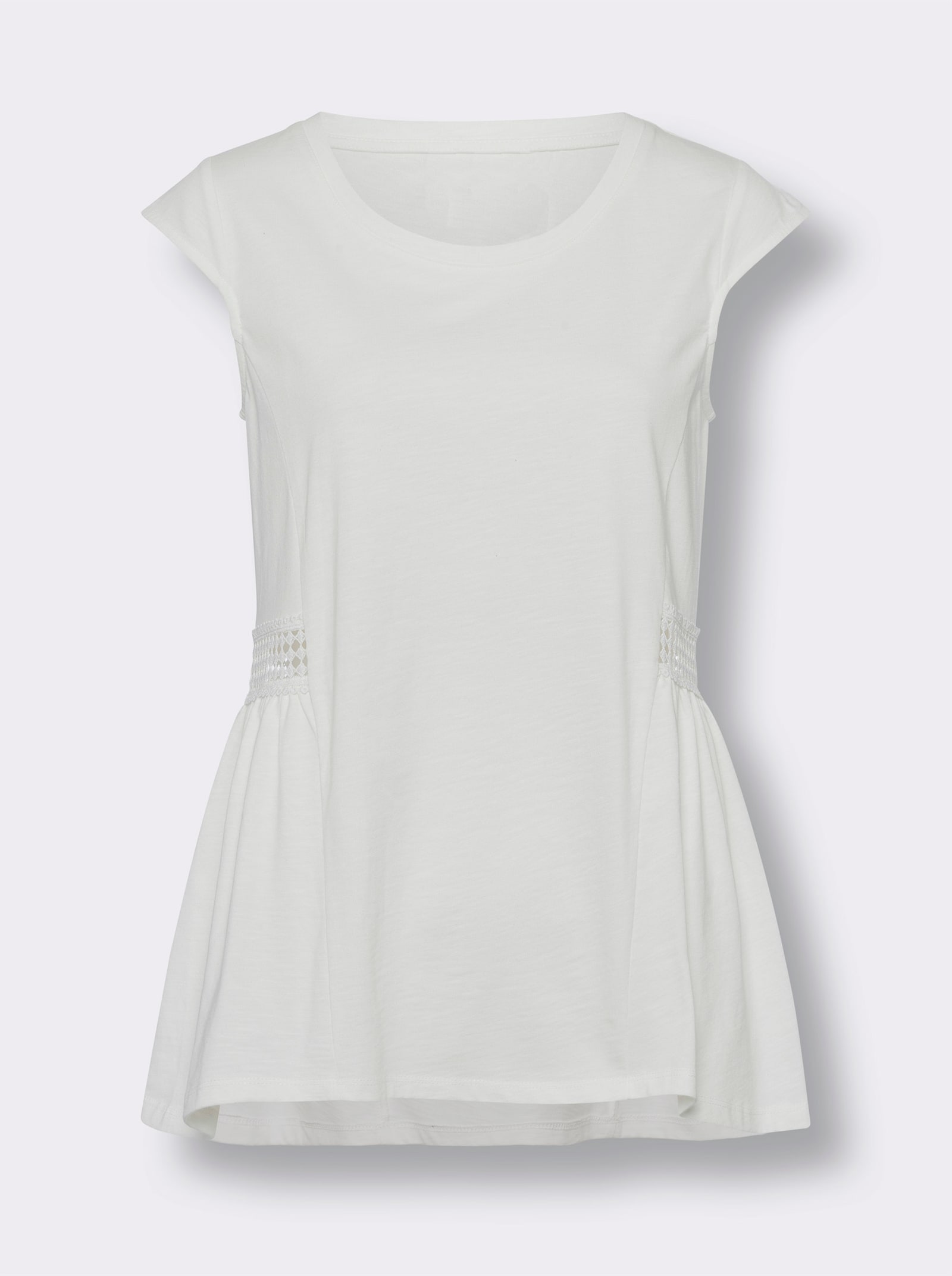 heine Longshirt mit Spitzen-Einsatz - ecru