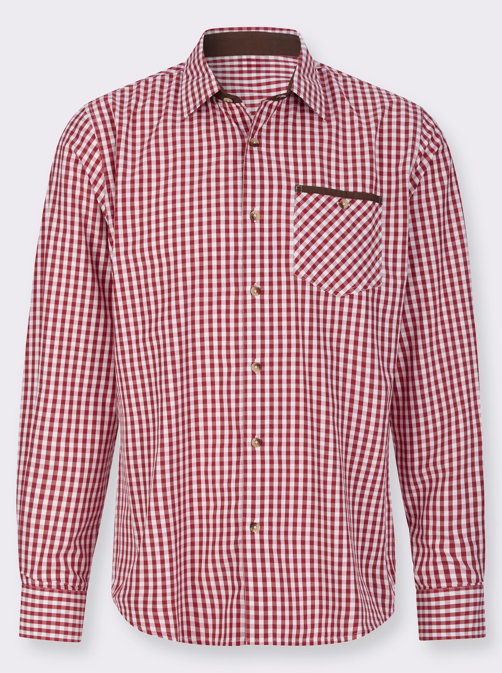Karohemd mit Knöpfen in Horn-Optik - kirsche-kariert