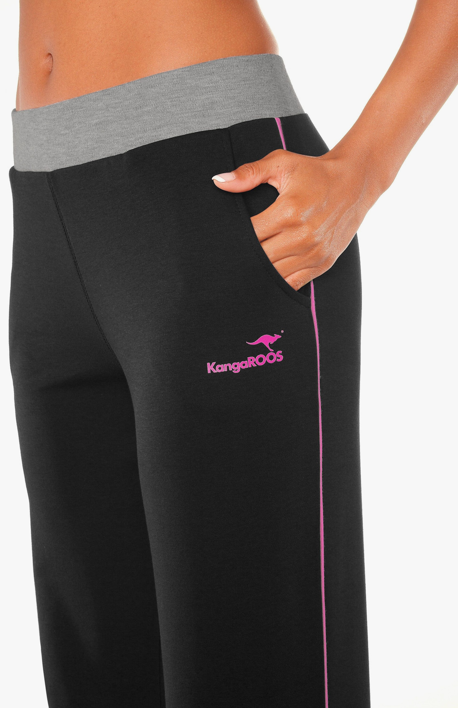 KangaROOS Relaxhose - schwarz-pink-pink