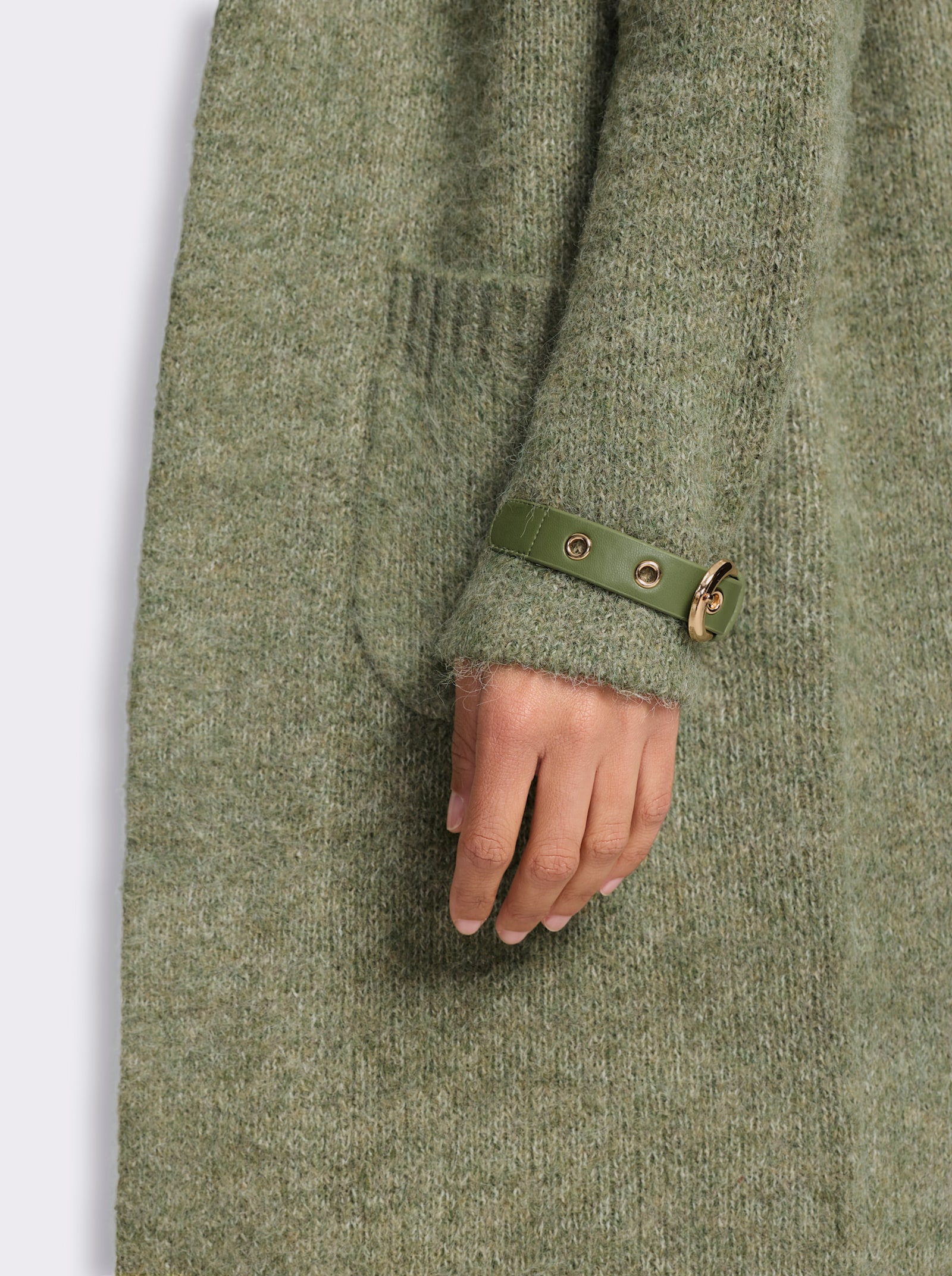 heine Strickmantel mit Taschen - khaki