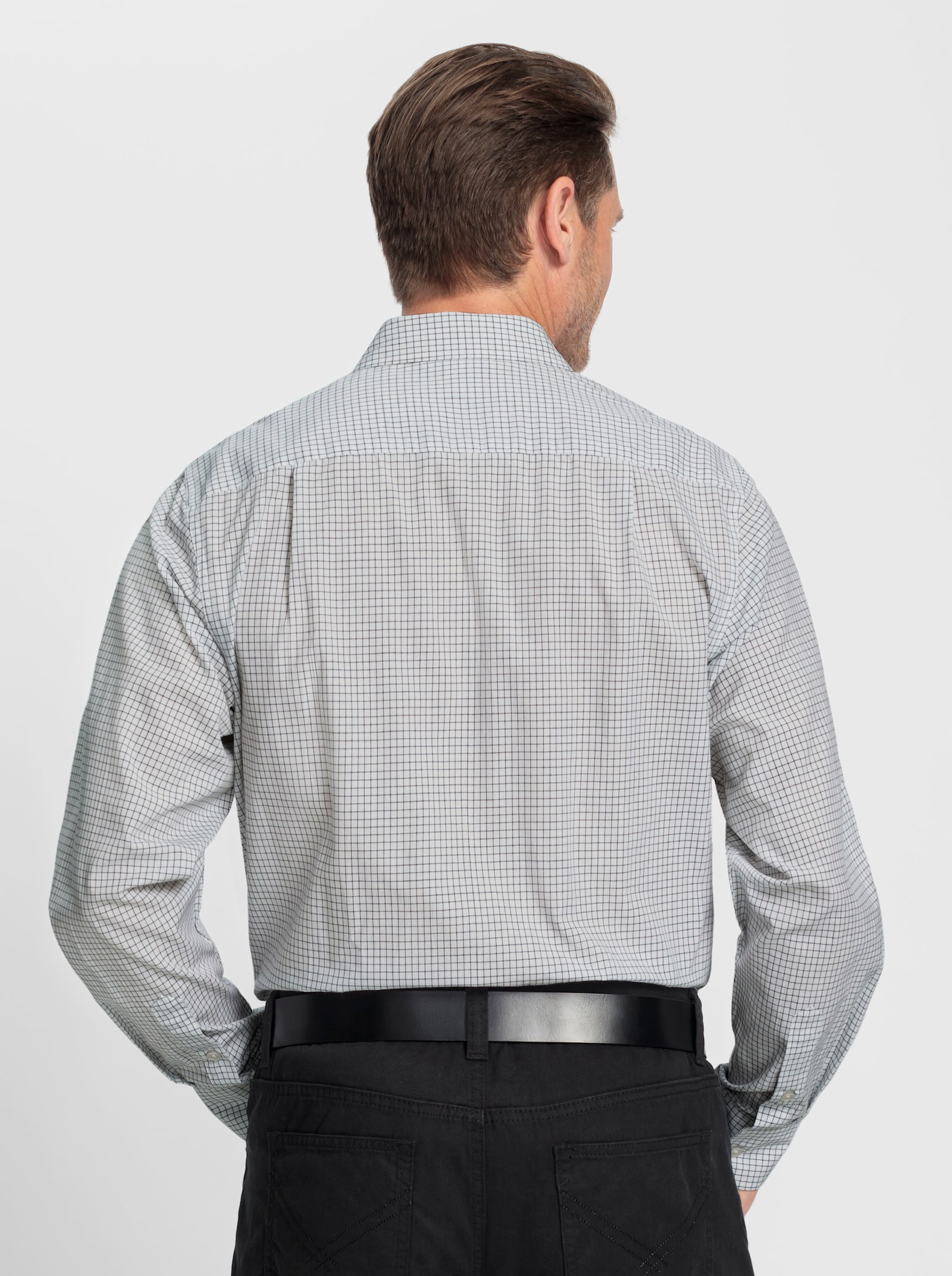 Marco Donati Langarmhemd - schwarz-weiß-kariert