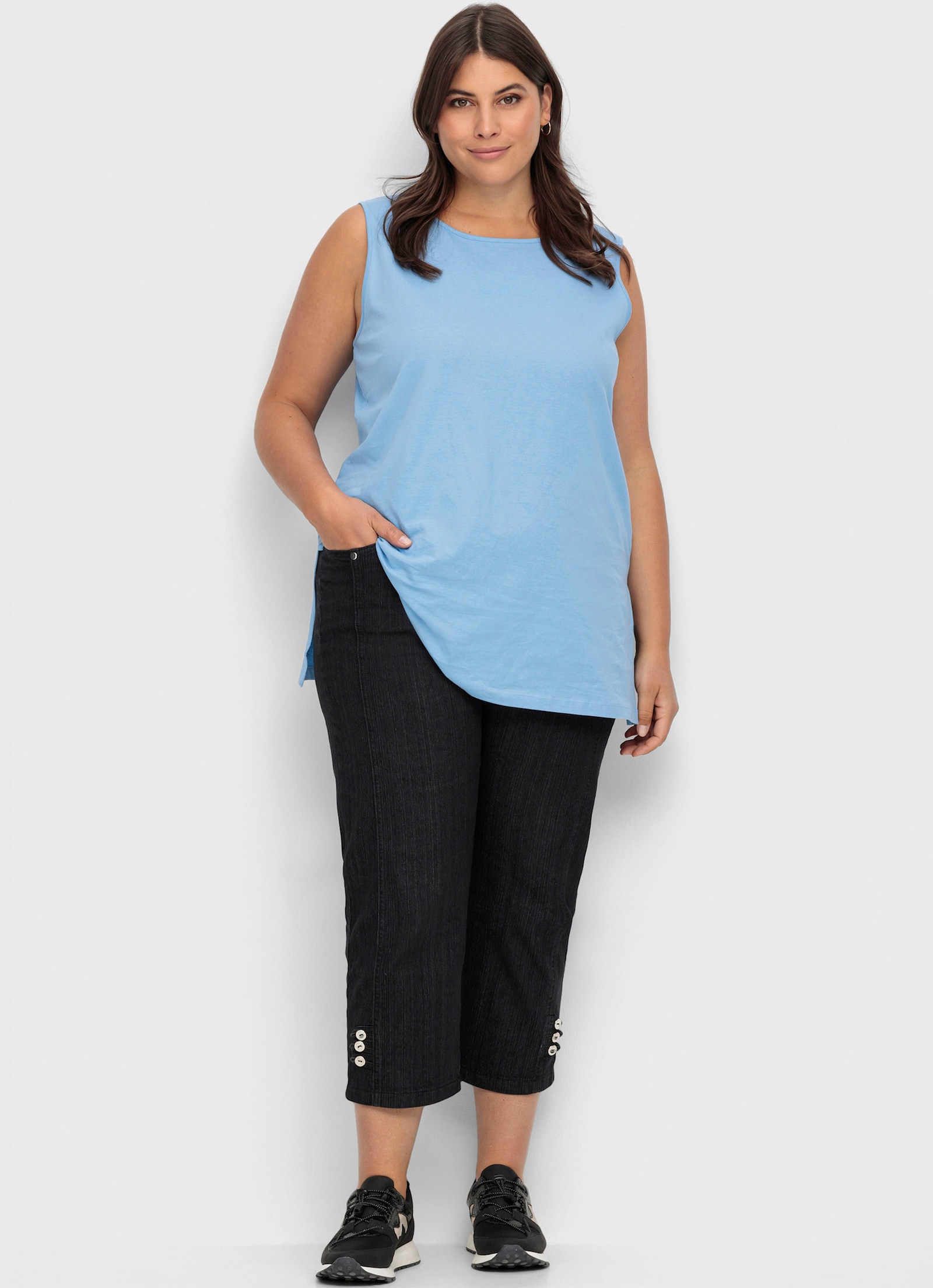 7/8-Jeans mit Zierriegel am Abschluss - black-denim