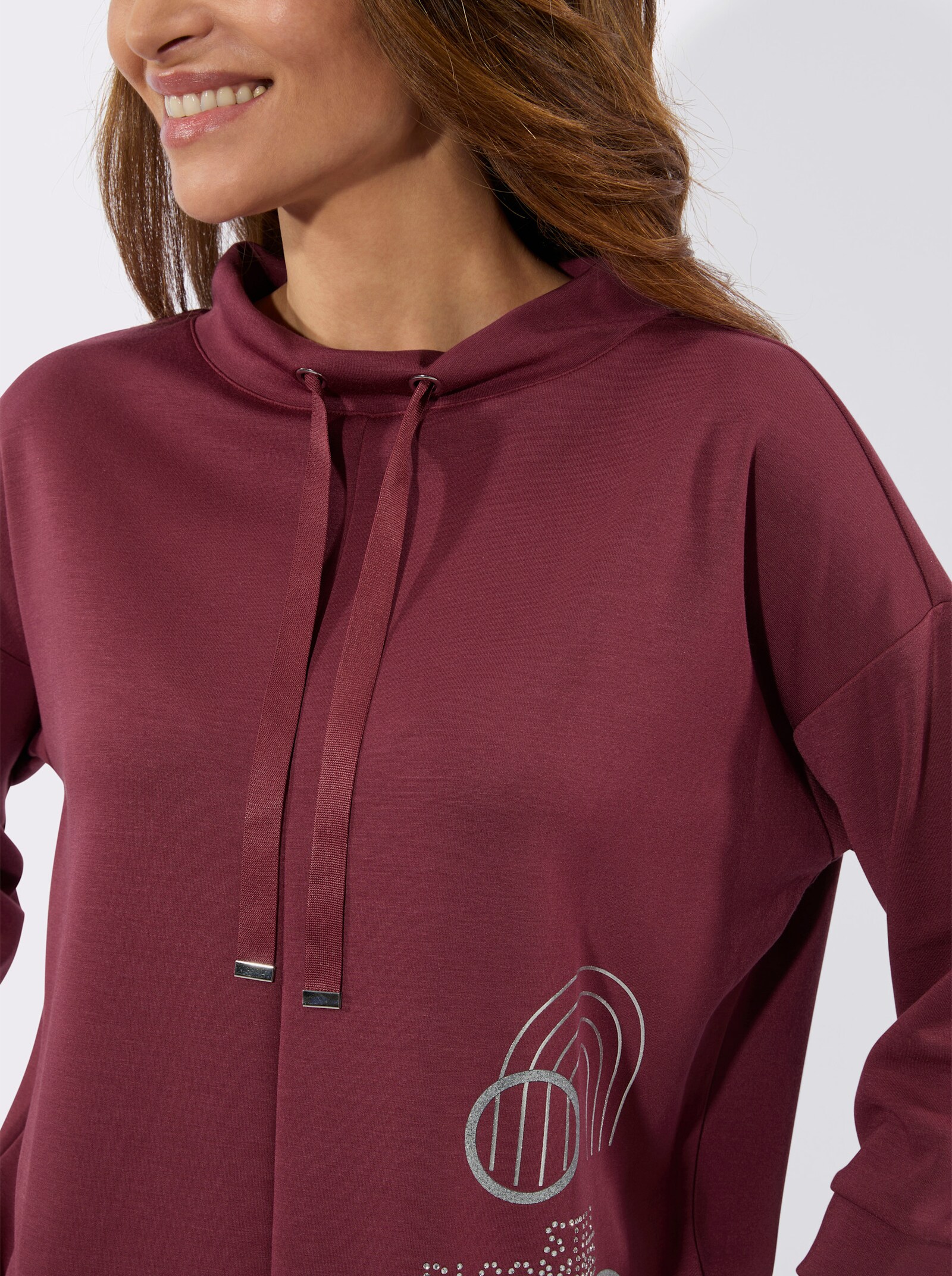Sweatshirt mit glänzendem Druck - bordeaux
