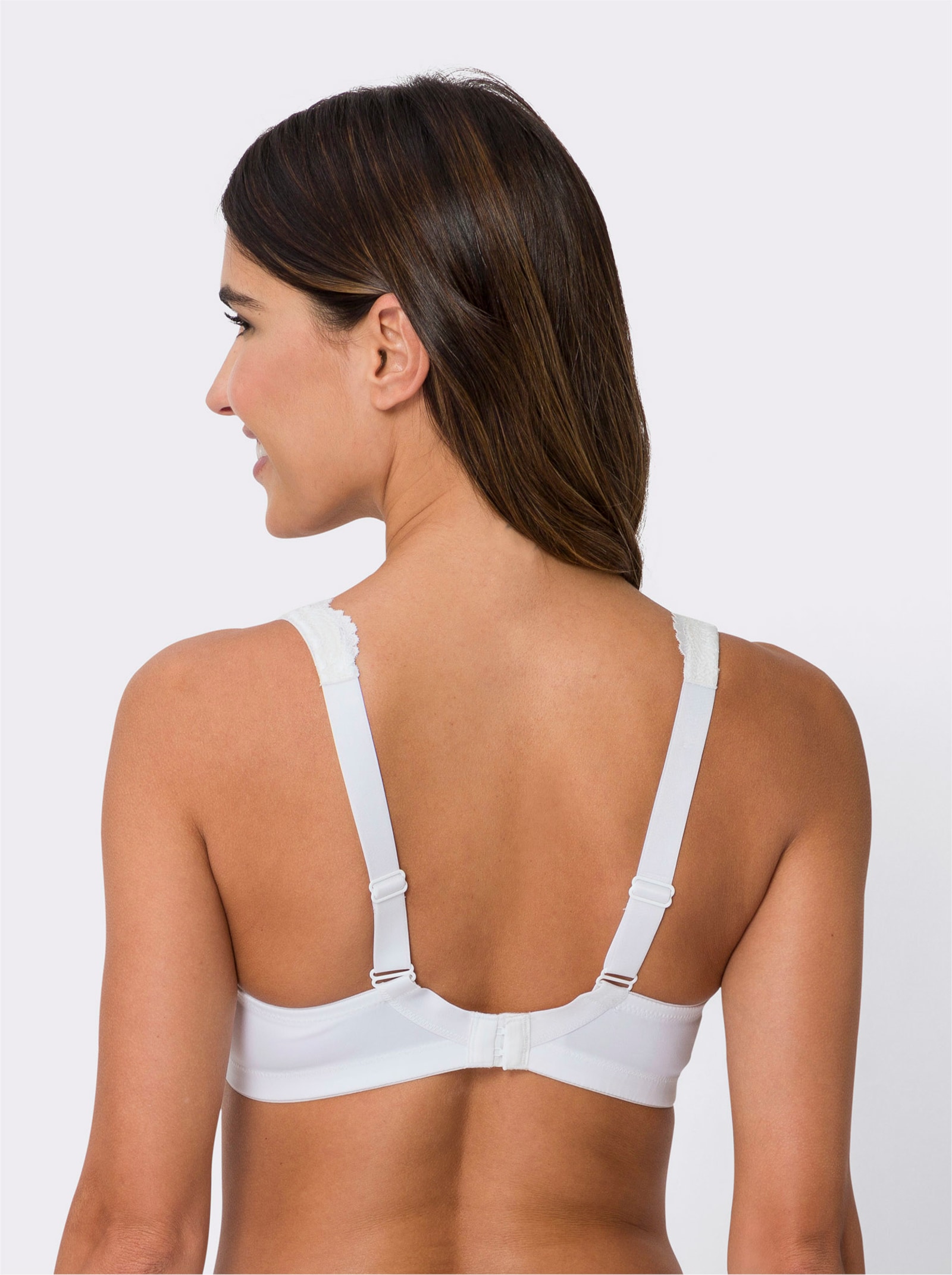Podprsenka bez kostíc s čipkou hore - biela