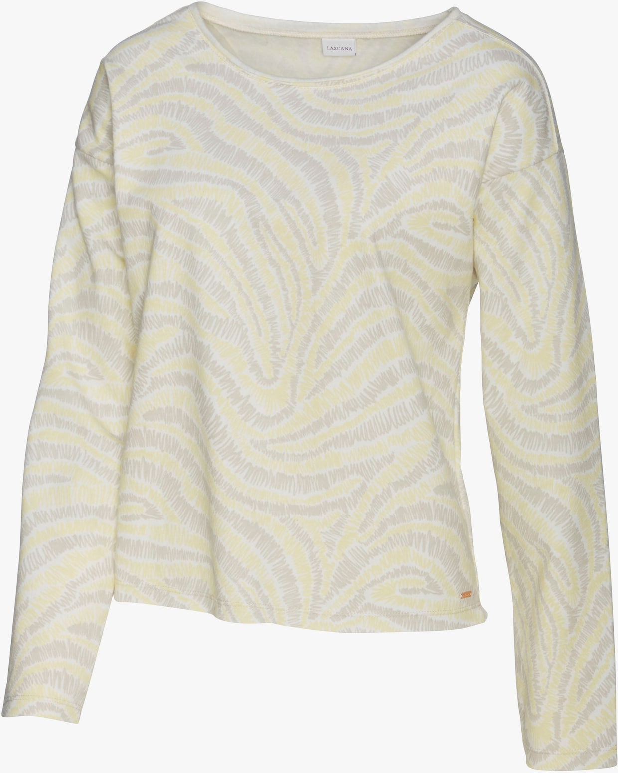LASCANA Sweatshirt - lichtgeel/lichtgrijs gedessineerd