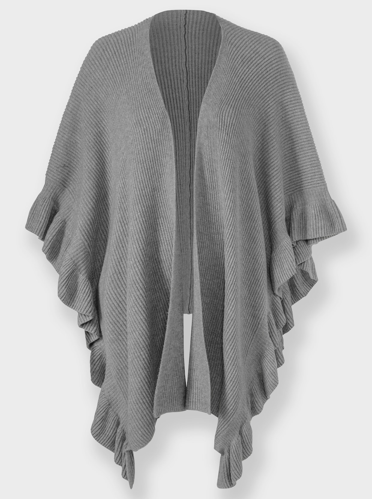 heine Strickponcho - grau-meliert