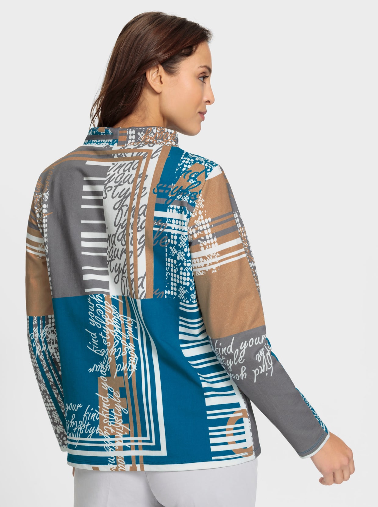 Sweatshirt - topaas/wit bedrukt