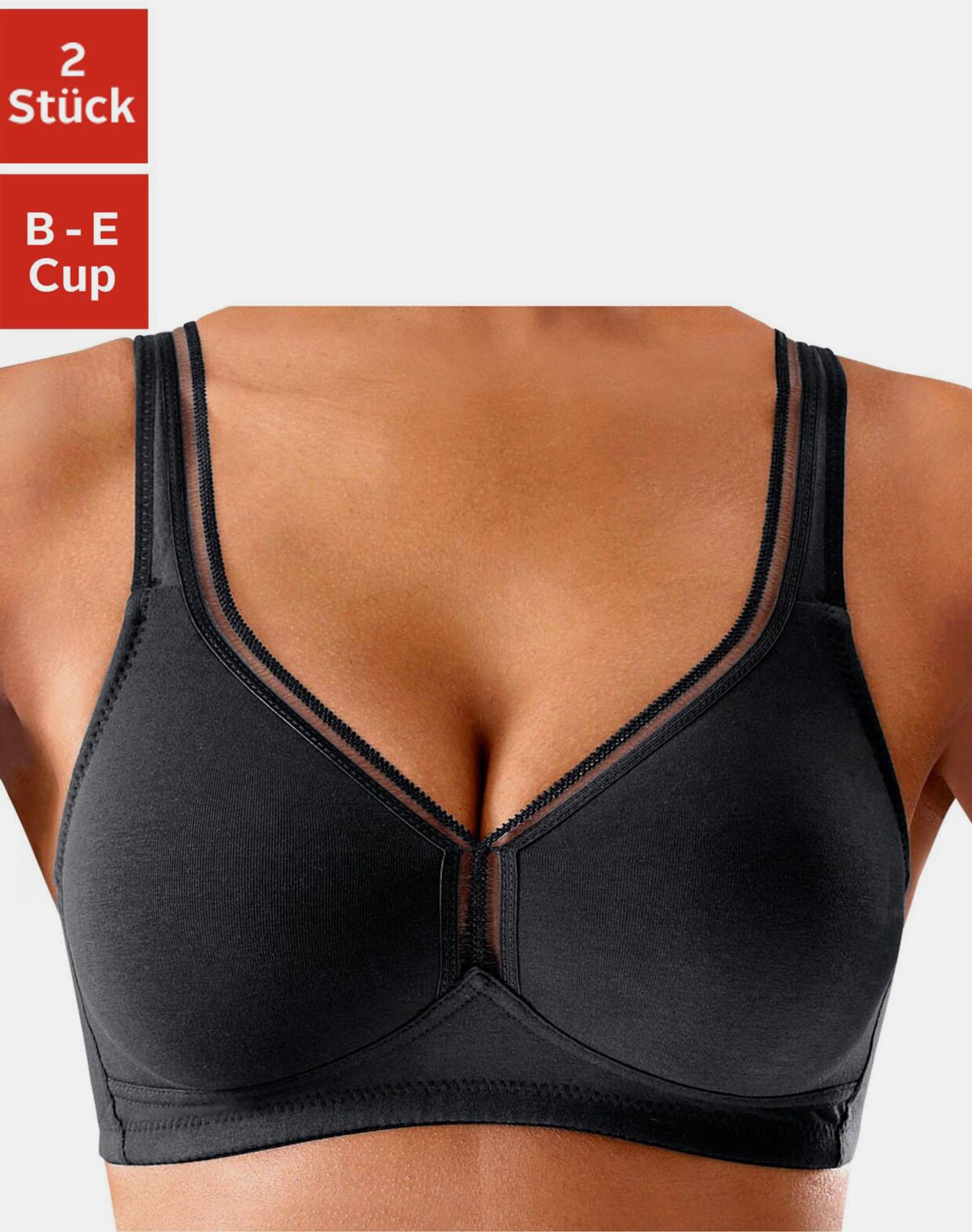 petite fleur T-Shirt-BH - schwarz+weiß