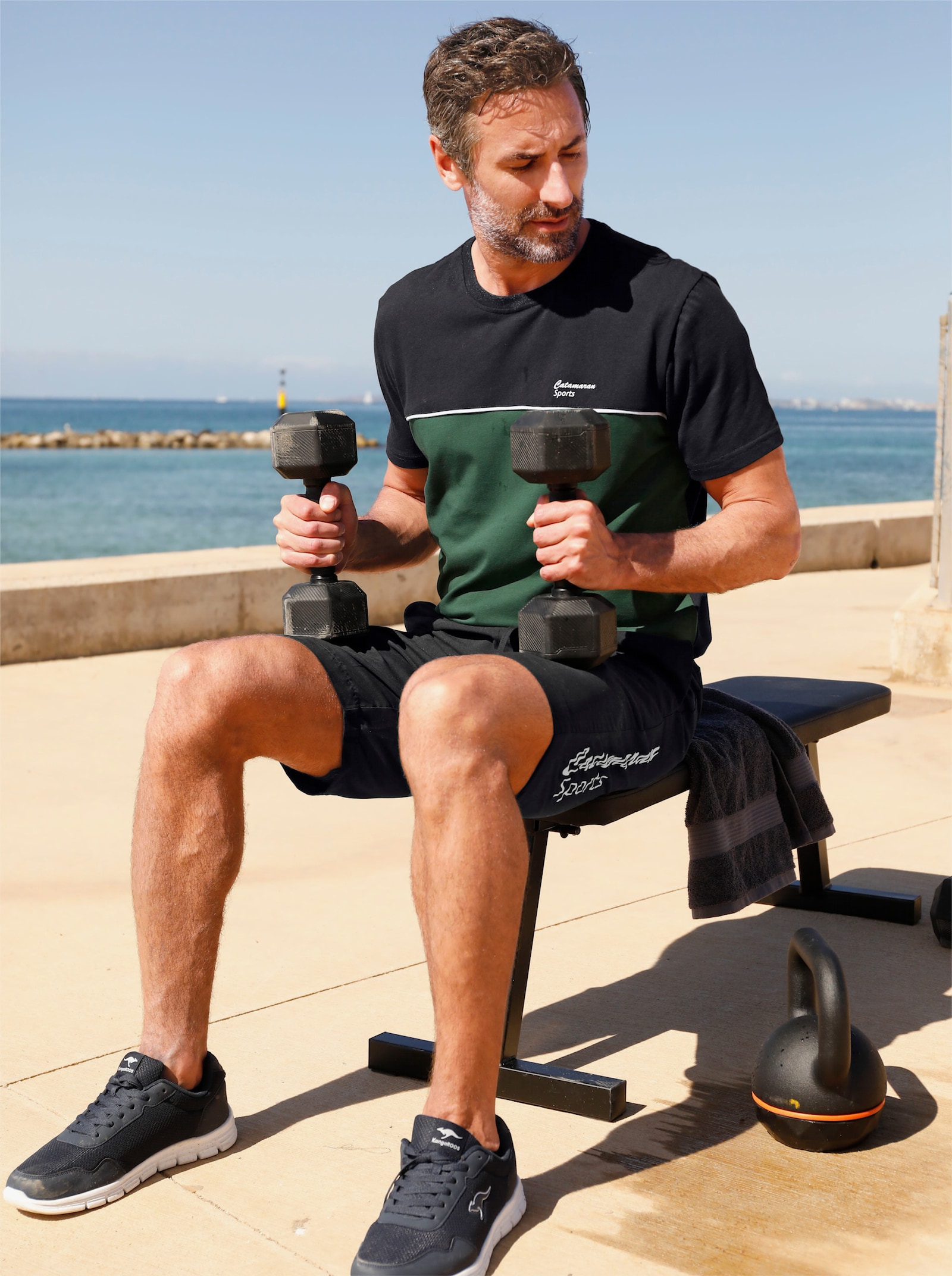 Catamaran Sports Sporthose aus leichter Microfaser-Qualität - schwarz-weiß