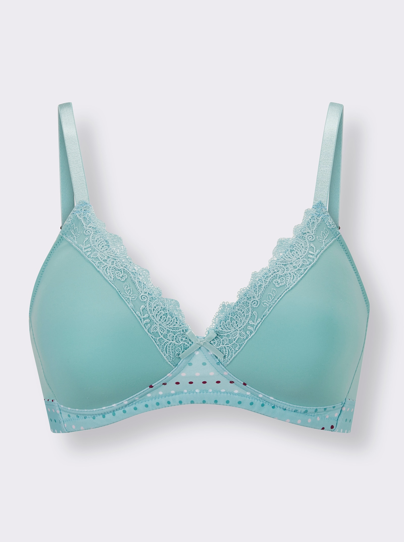 wäschepur Schalen-BH ohne Bügel mit floraler Spitze - mint-bedruckt