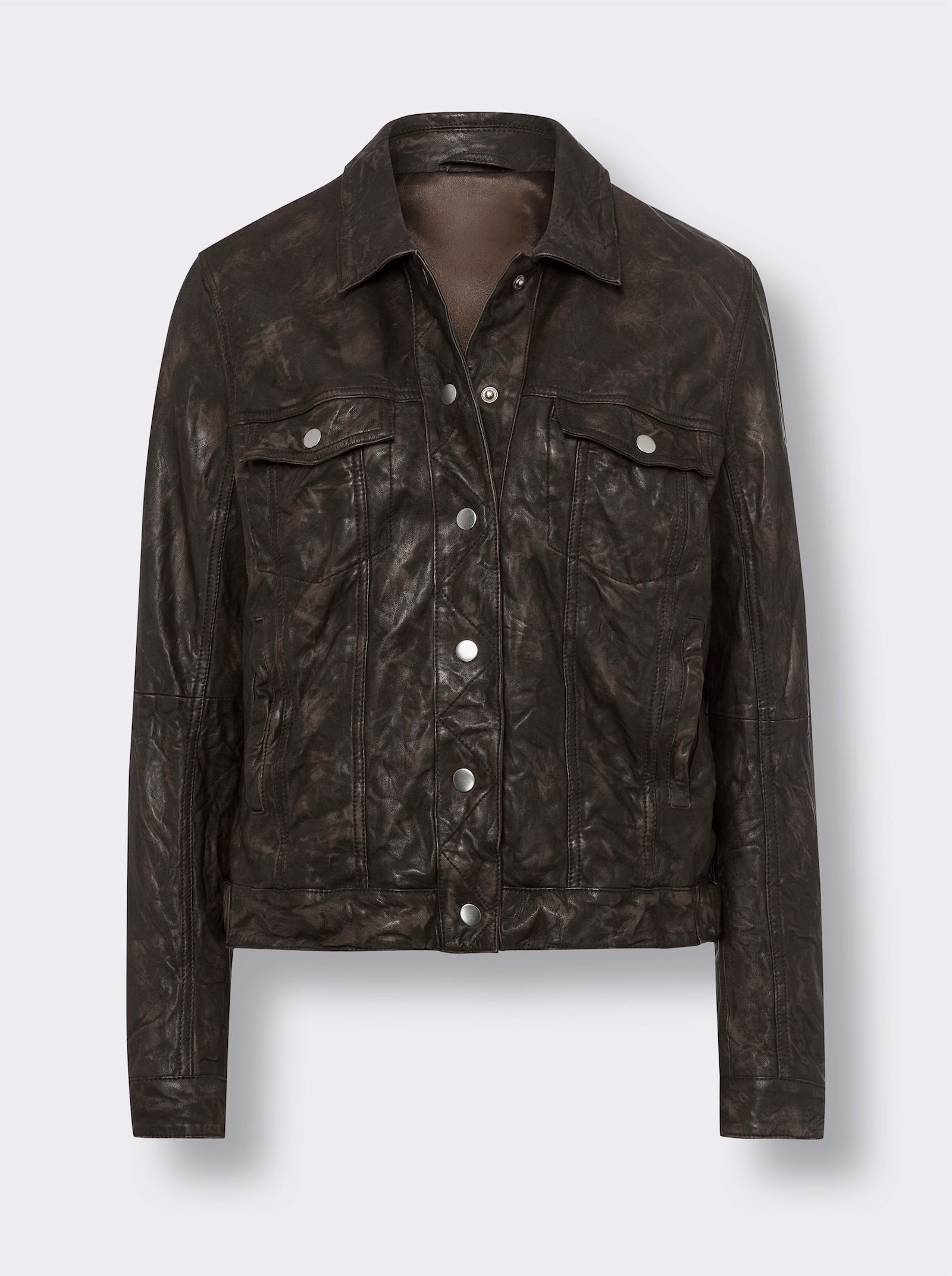 heine Lederjacke in Crash-Optik - taupe