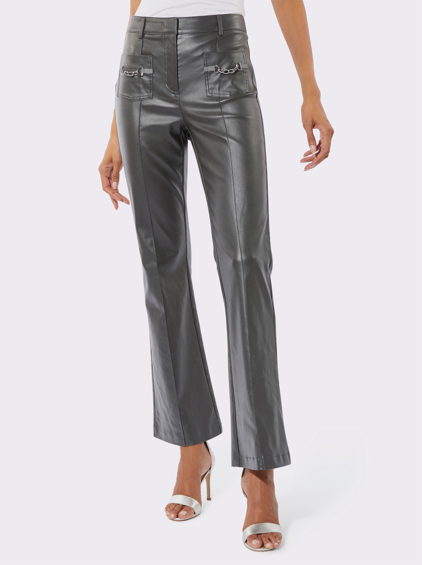 Hose aus Leder-Imitat - graphit