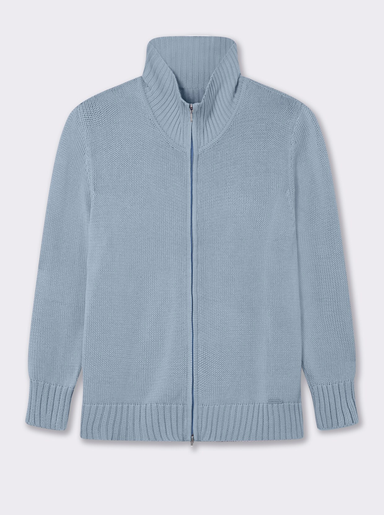 Strickjacke mit 2-Wege-Reißverschluss - eisblau