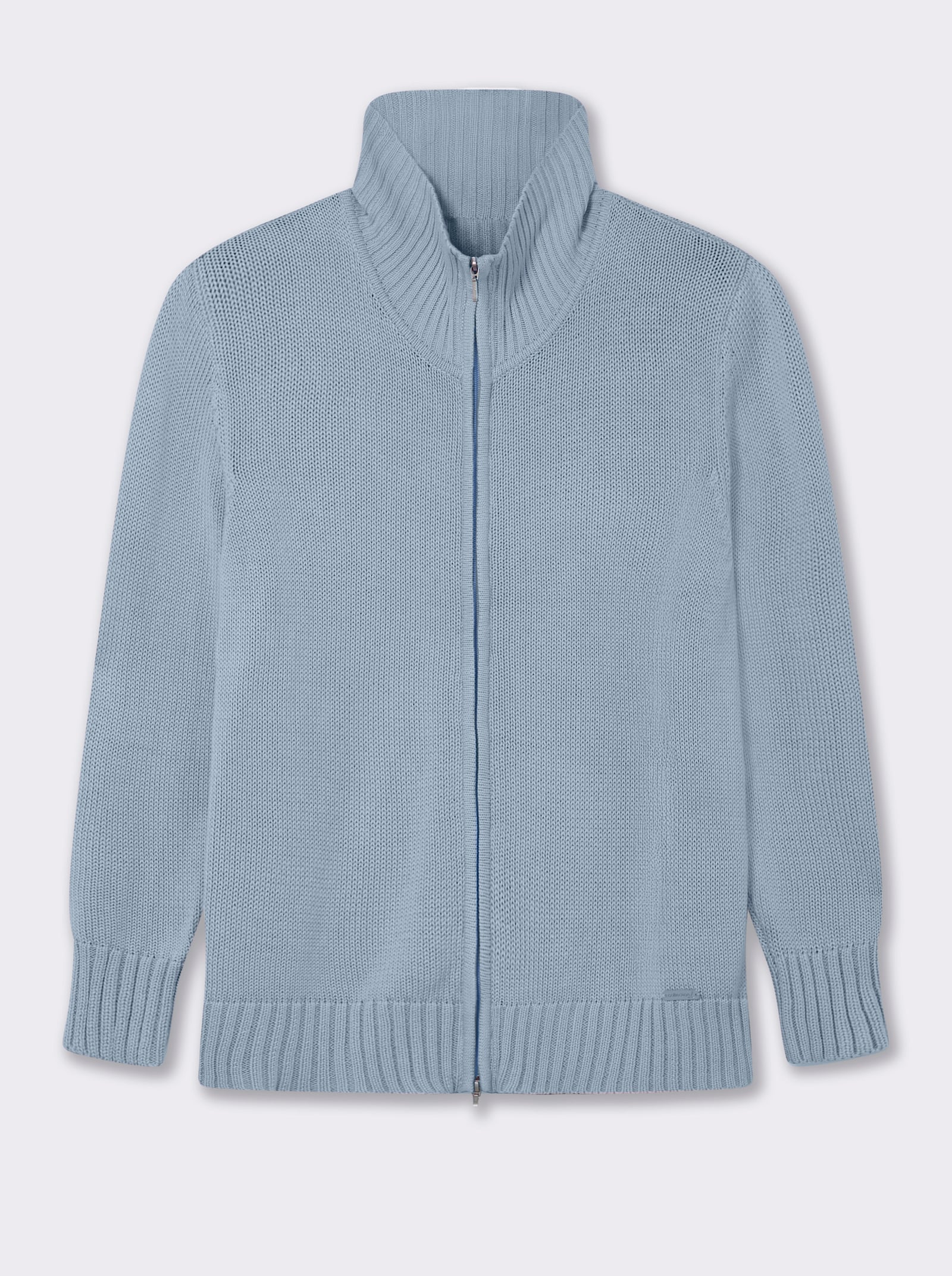Strickjacke mit 2-Wege-Reißverschluss - eisblau