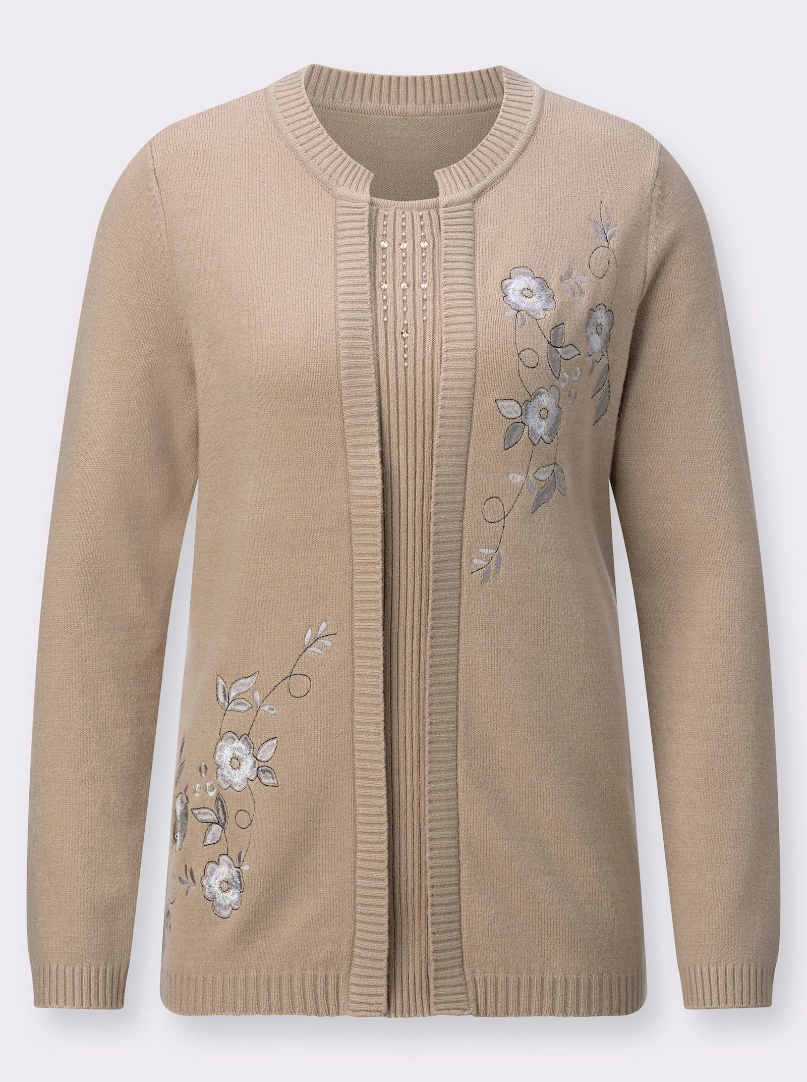 2-in-1-Pullover in aufwendiger Verarbeitung - beige