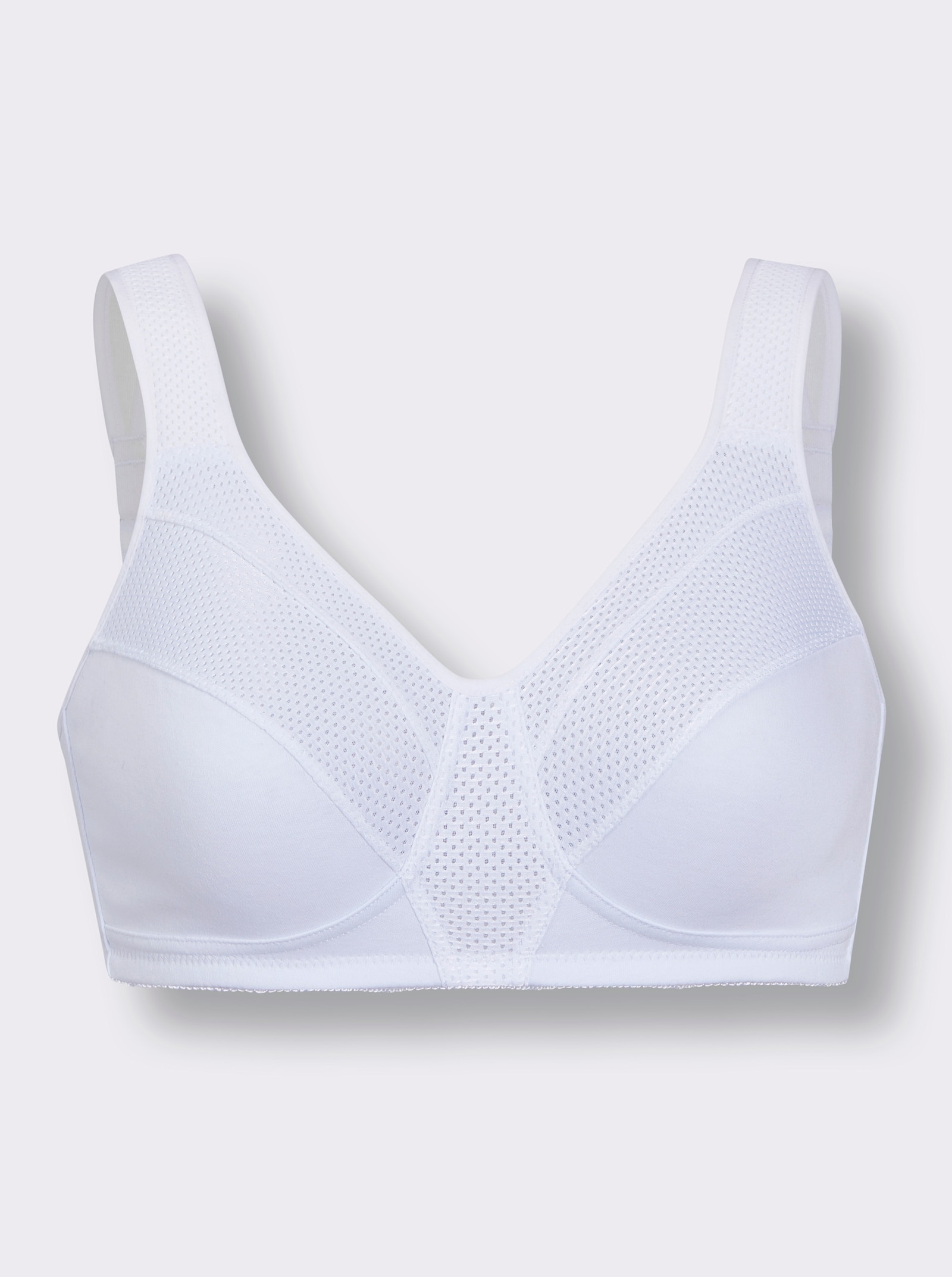 wäschepur Soutien-gorge sportif sans armatures avec empiècements en maille transparents - blanc