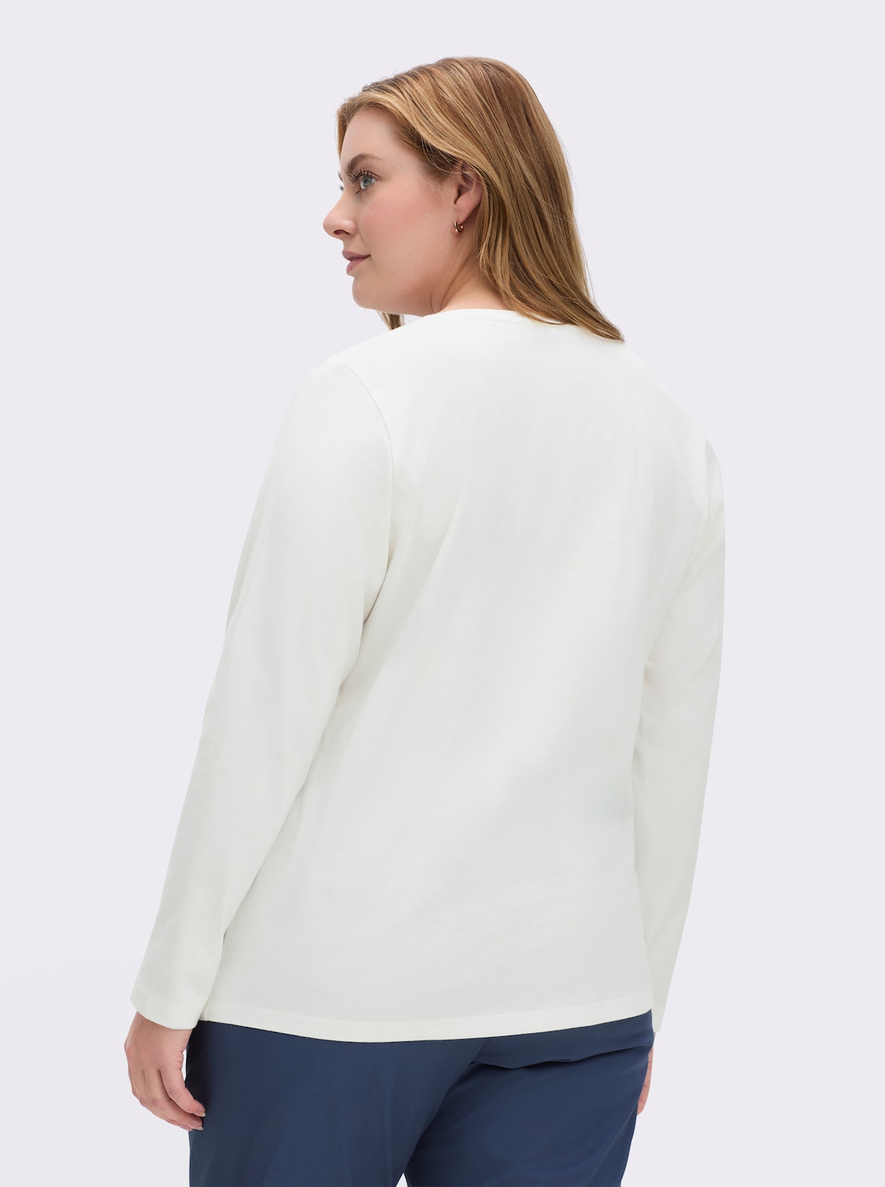 Rundhalsshirt mit Kordel-Stickerei - ecru