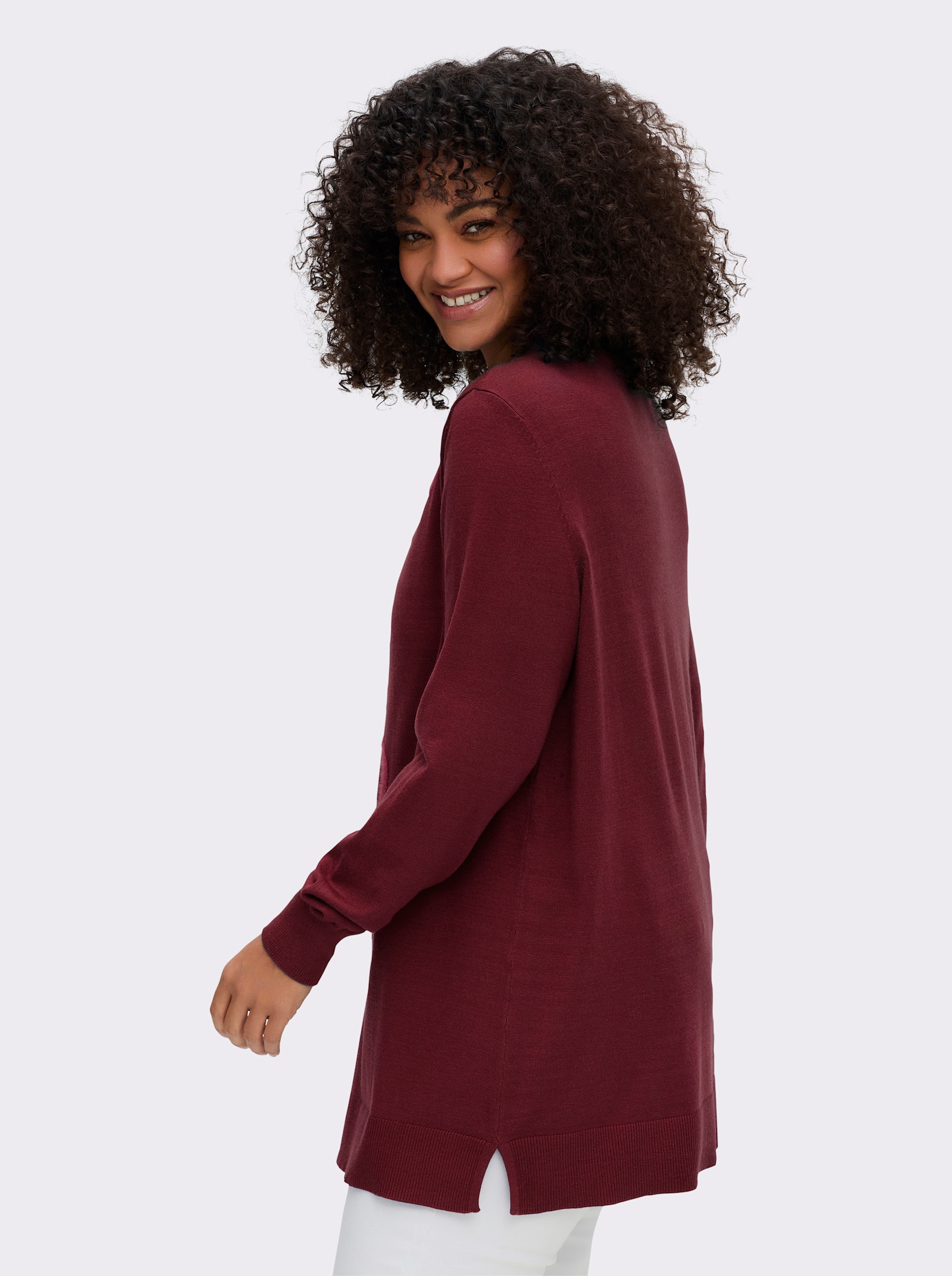 sheego Pullover mit Intarsienmuster - bordeaux-gemustert