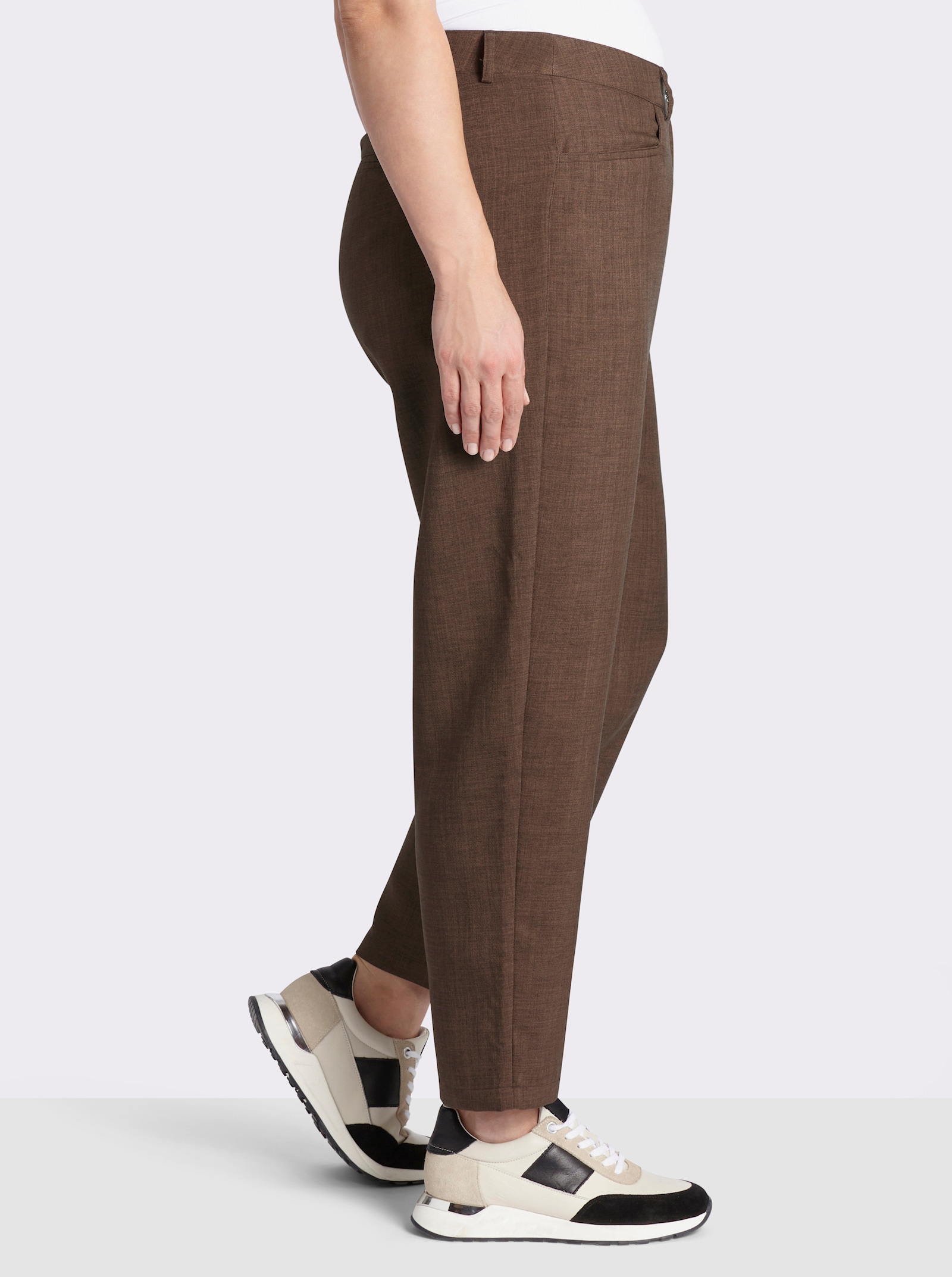 sheego Pantalon chino légèrement structuré - chocolat chiné