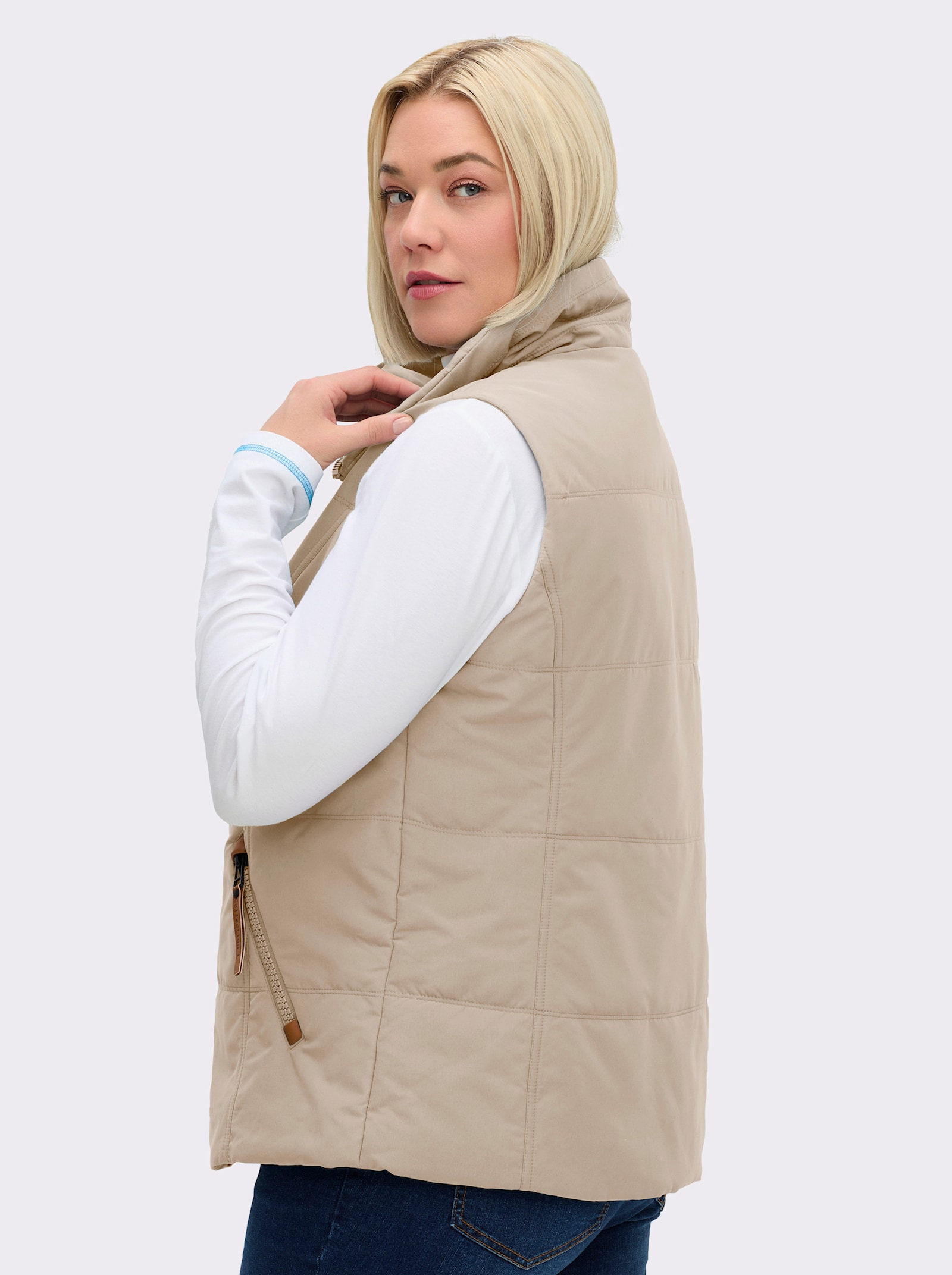 Steppweste in Microfaser-Qualität - beige