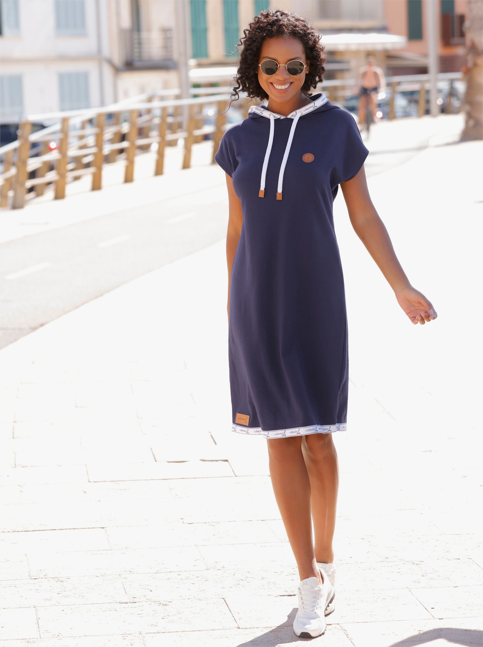 Jerseykleid im Baumwoll-Mix - marine