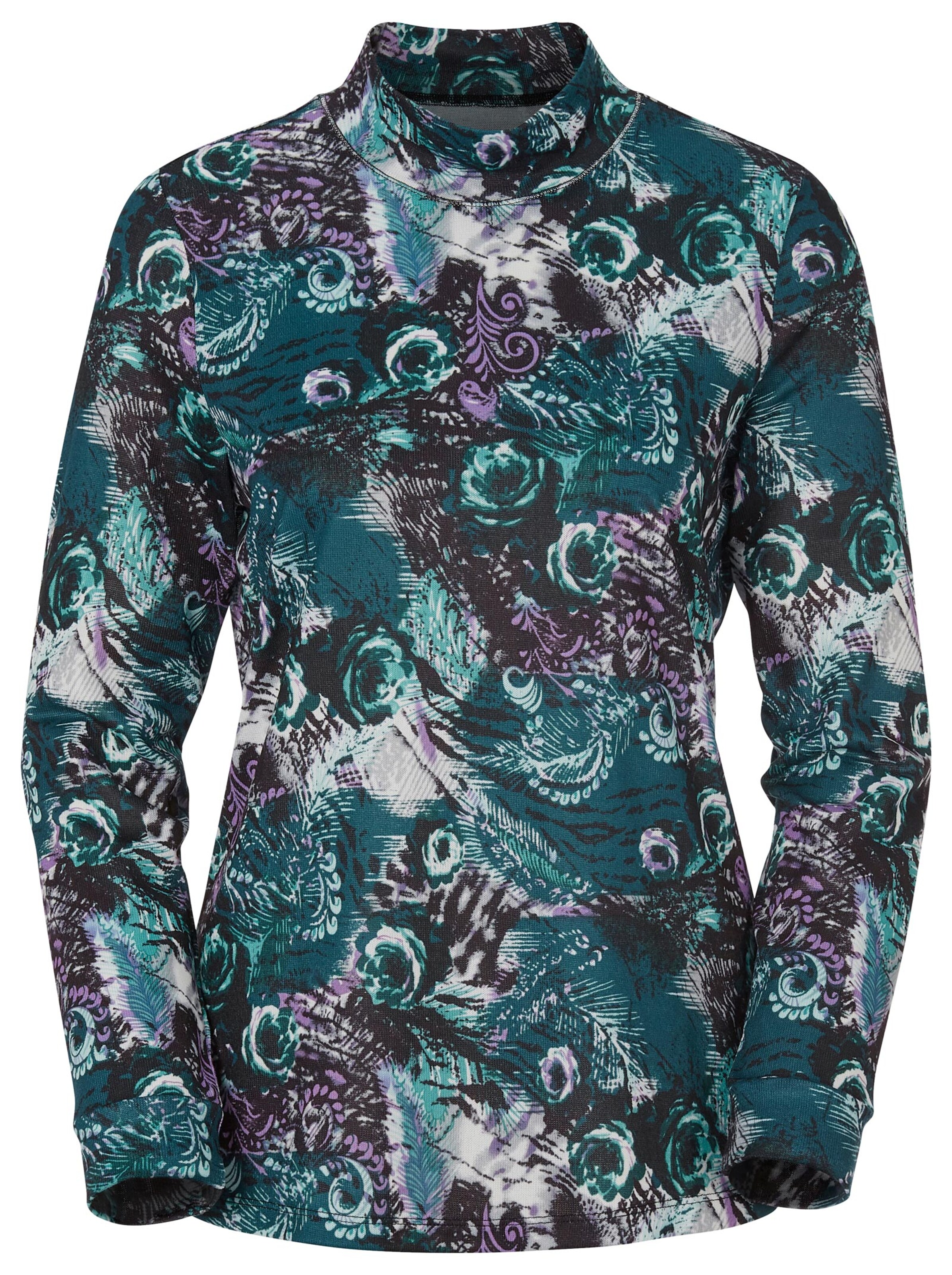 Winter-Shirt - petrol-gemustert