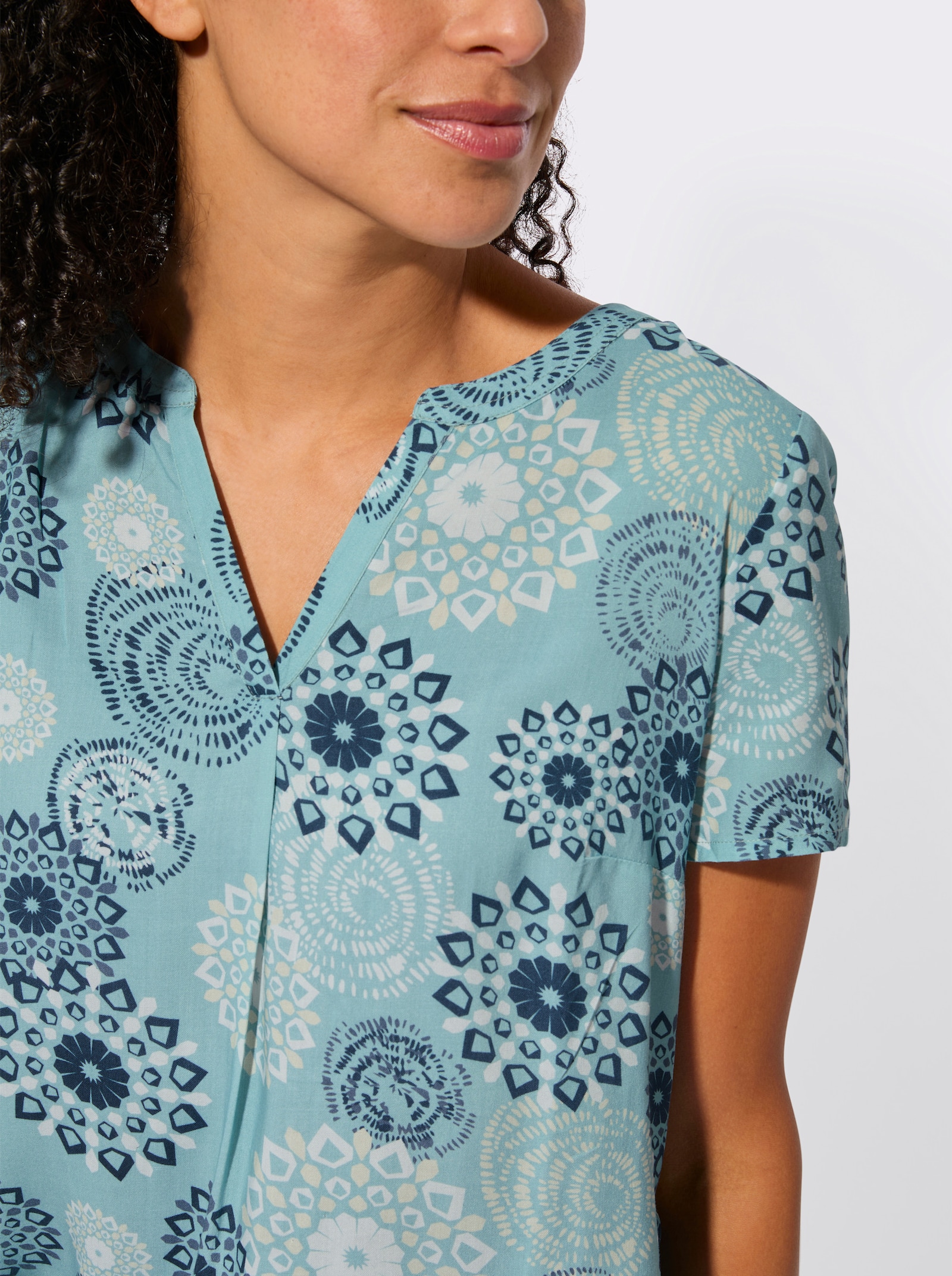 Webkleid in ornamentalem Dessin - ozean-dunkelblau-bedruckt