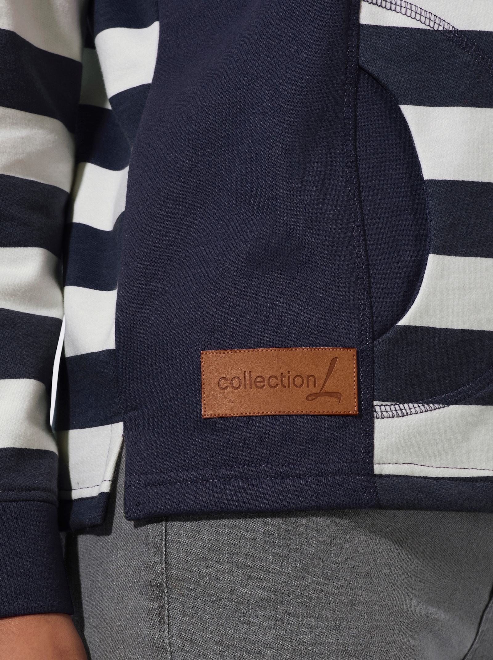 Sweatshirt in weich angerauter Qualität - marine-ecru
