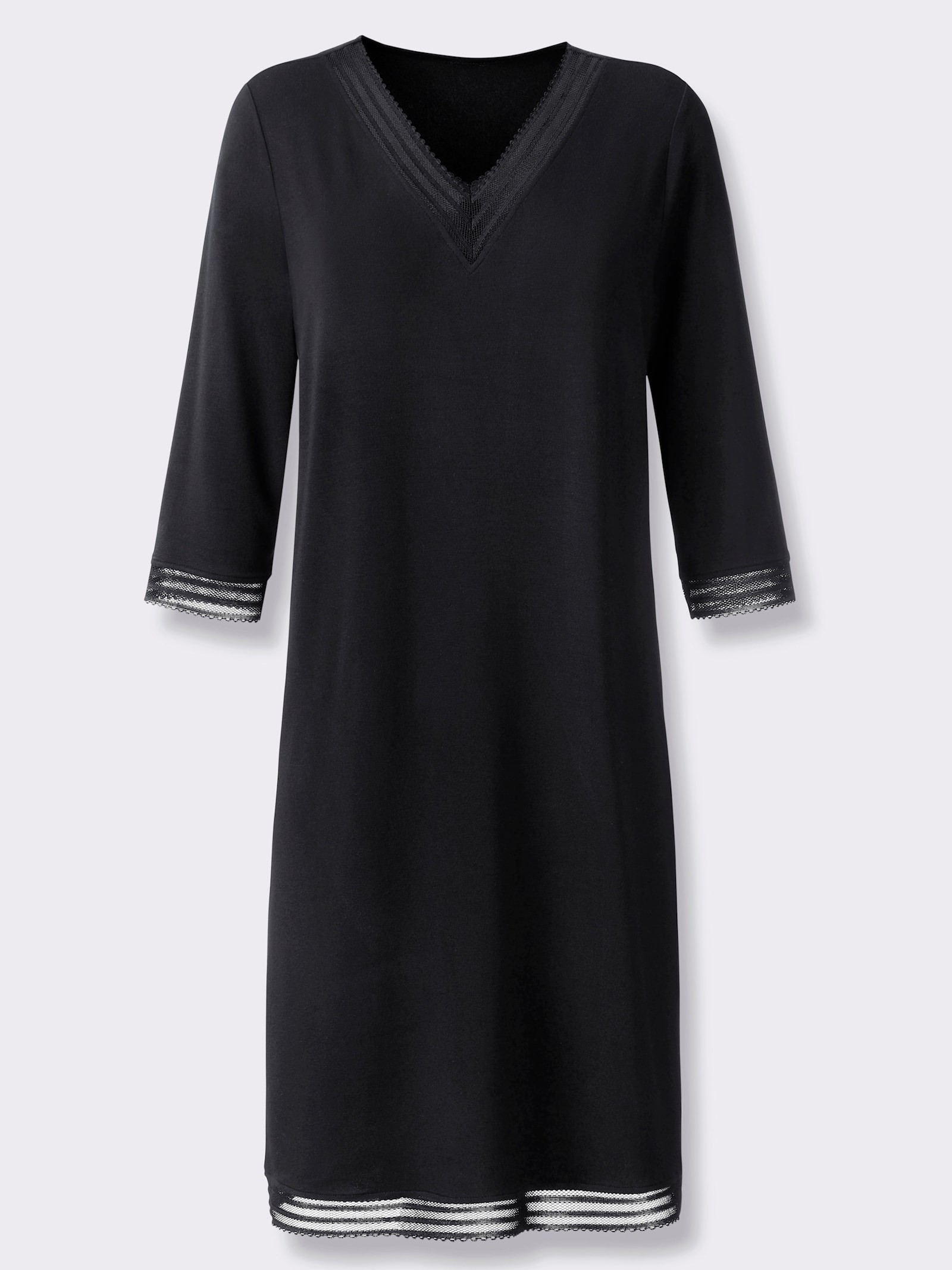 wäschepur Nachthemd mit Mesh-Spitze - schwarz