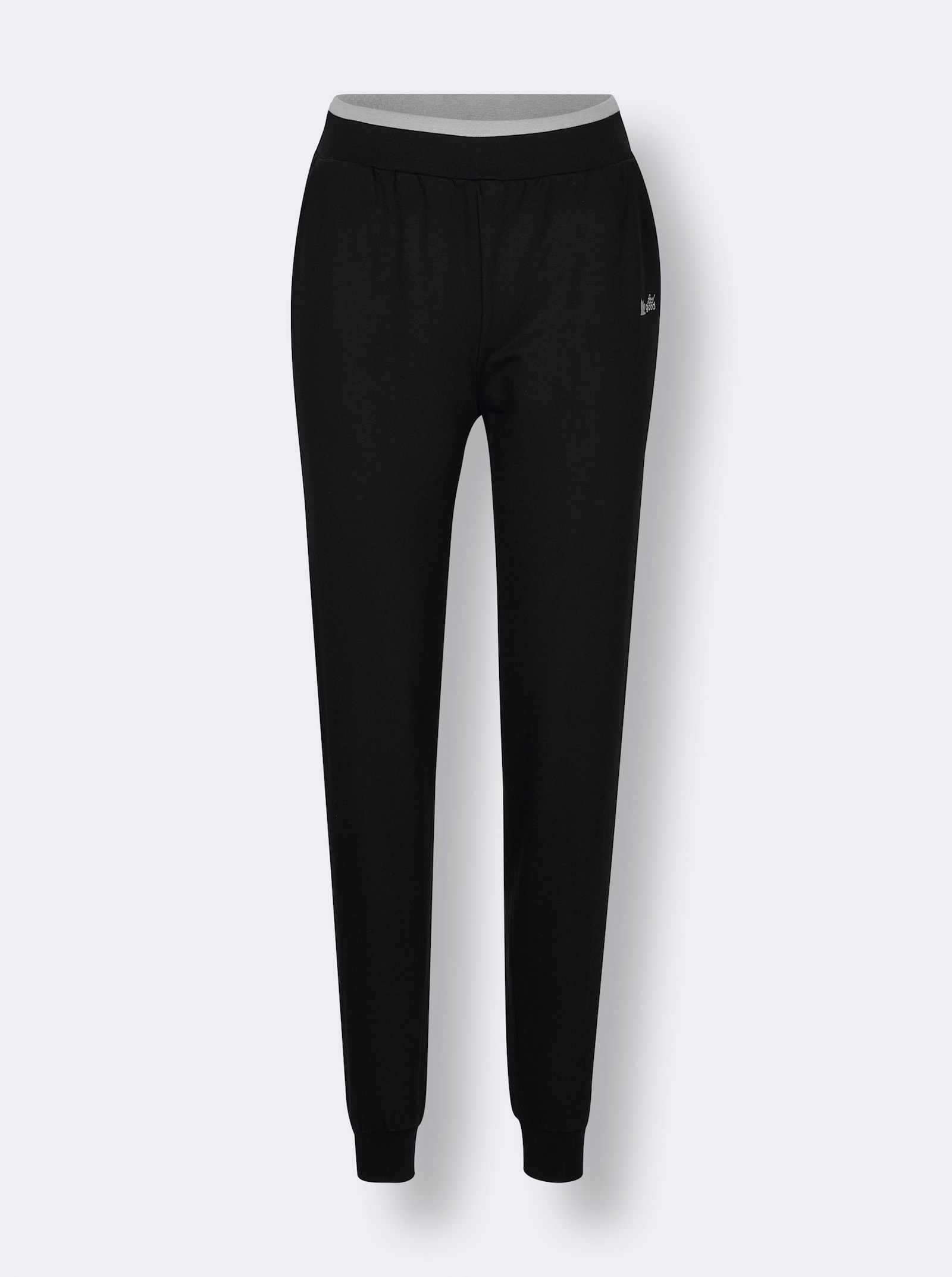 feel good Dehnbund-Hose mit Bündchen - schwarz-steingrau