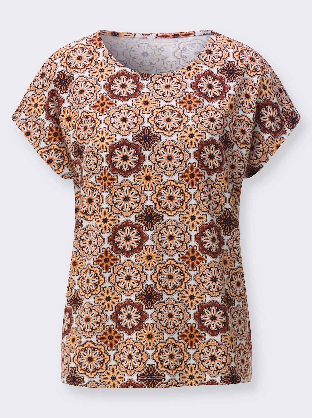 Print-Shirt - papaya-ecru-bedruckt